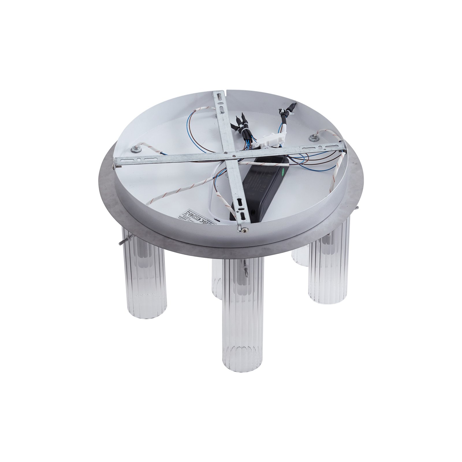 Lucande LED-Deckenleuchte Korvitha, 7-flammig, grau, Glas