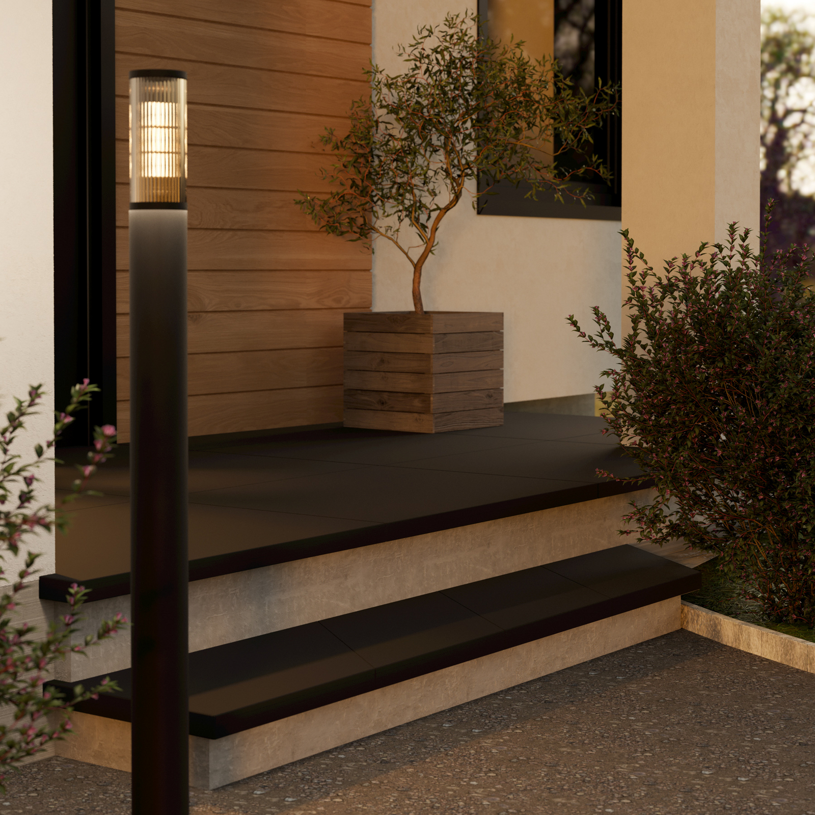 Svetilka za pot Salle, višina 110 cm, črna, aluminij