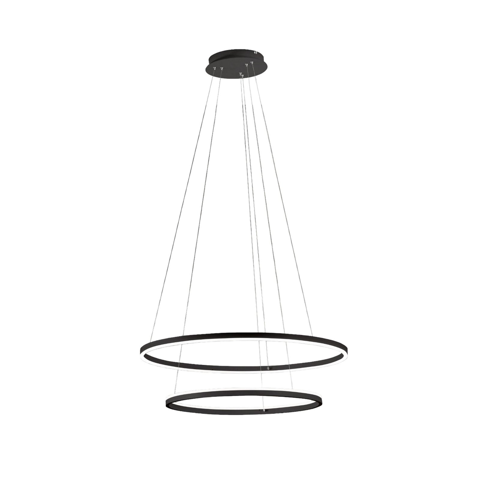 LED pendant light Giotto, Ø 80 cm, 2-bulb, black