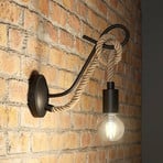 Lucande Ropina wall light, black, hemp rope, height 25cm