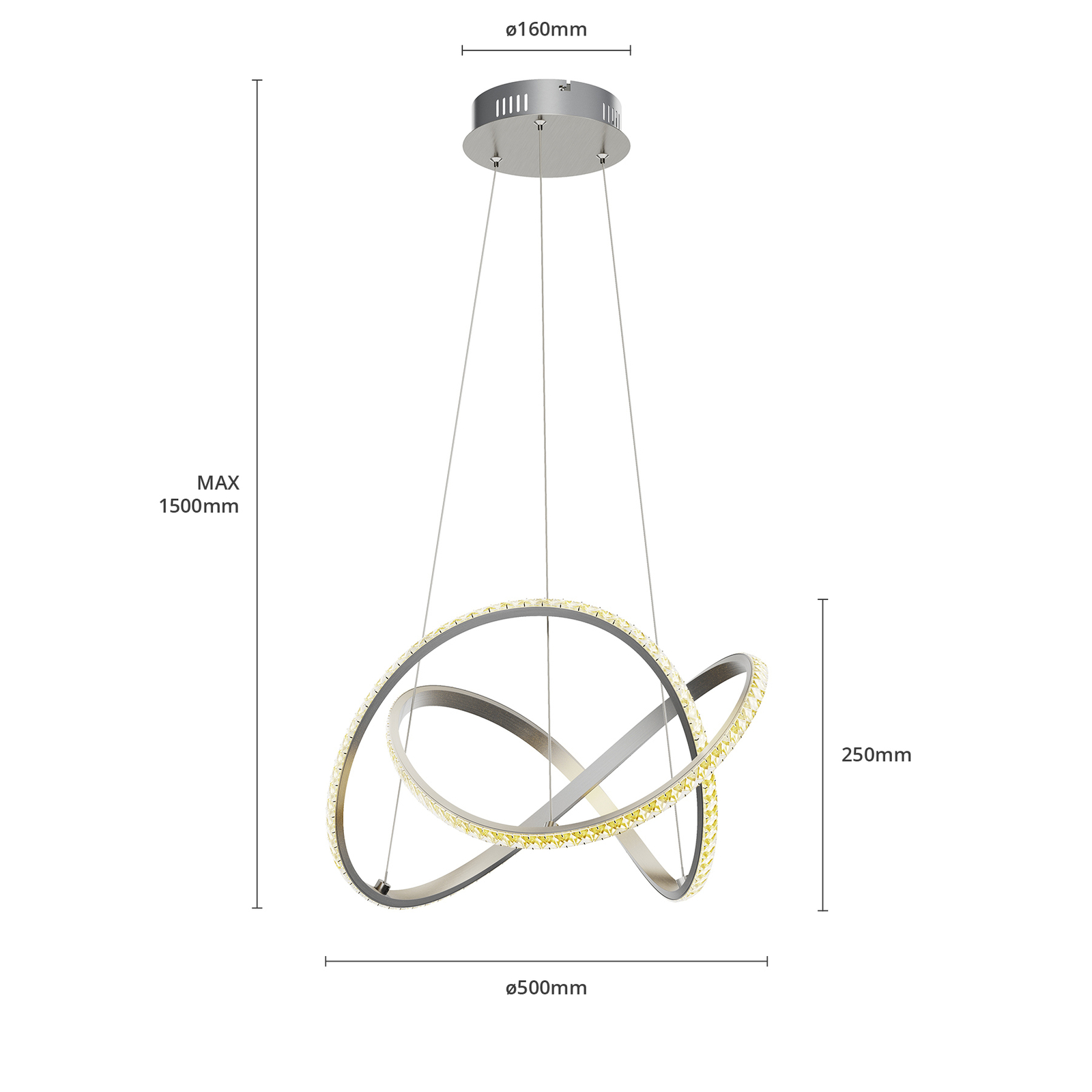 Lindby Criostal LED hanglamp met afstandsbediening