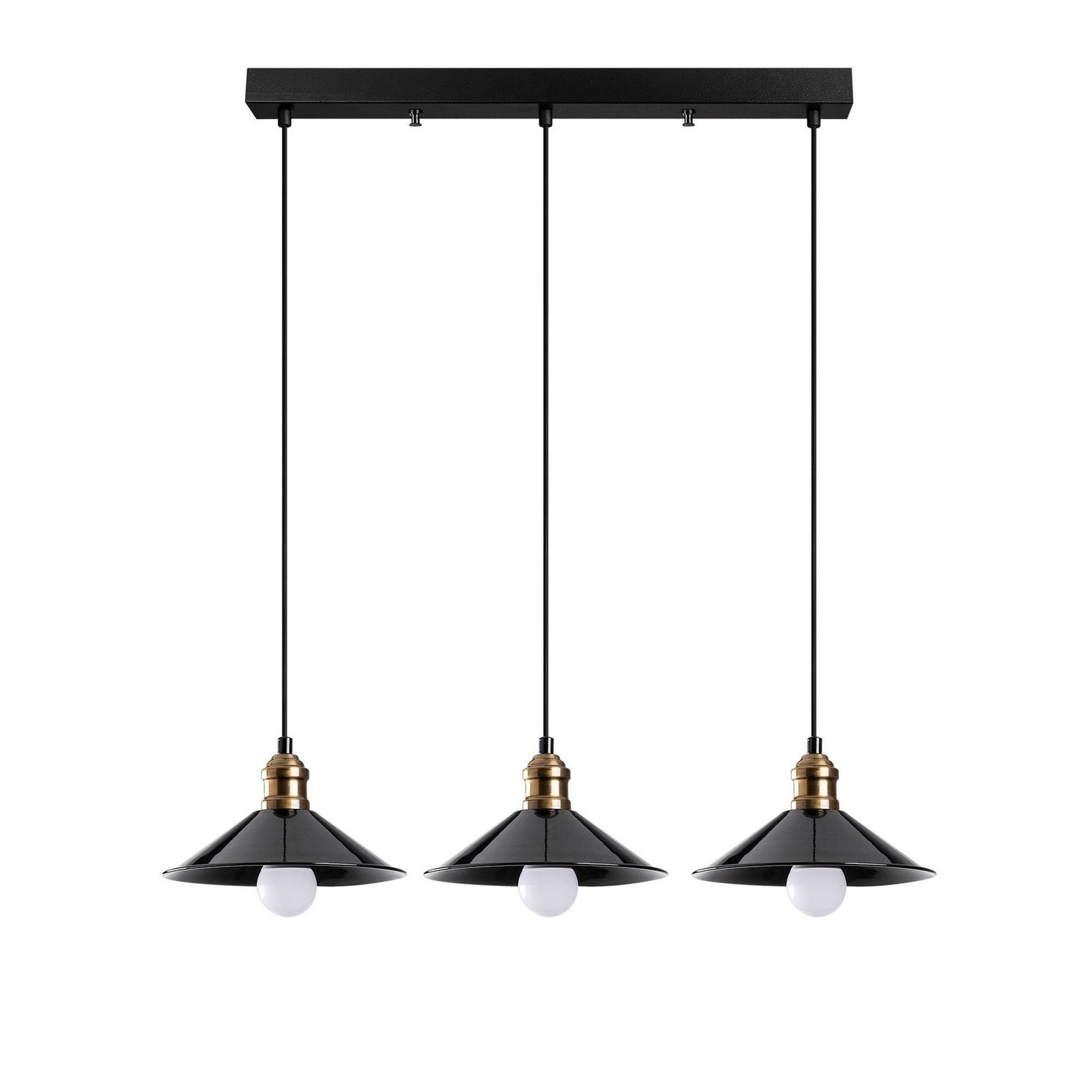 Suspension Berceste 250-S1, noir, métal à 3 lampes long