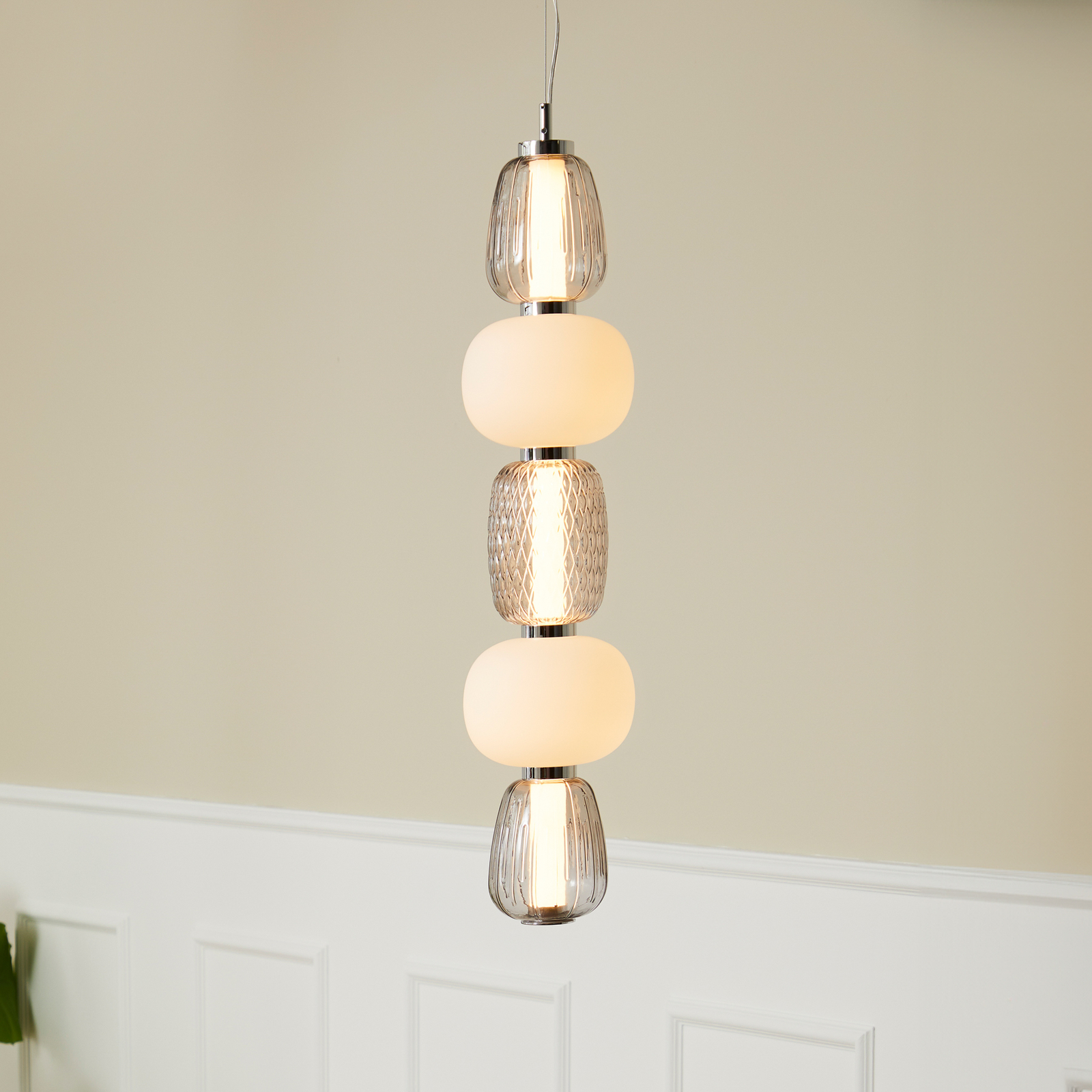 LOOM DESIGN LED-Hängeleuchte Pearl 5, Glas, Höhe 78 cm