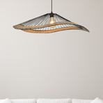 Pakabinamas šviestuvas „Mekong“, juodos spalvos, aukštis 18 cm, metalas/rotangas