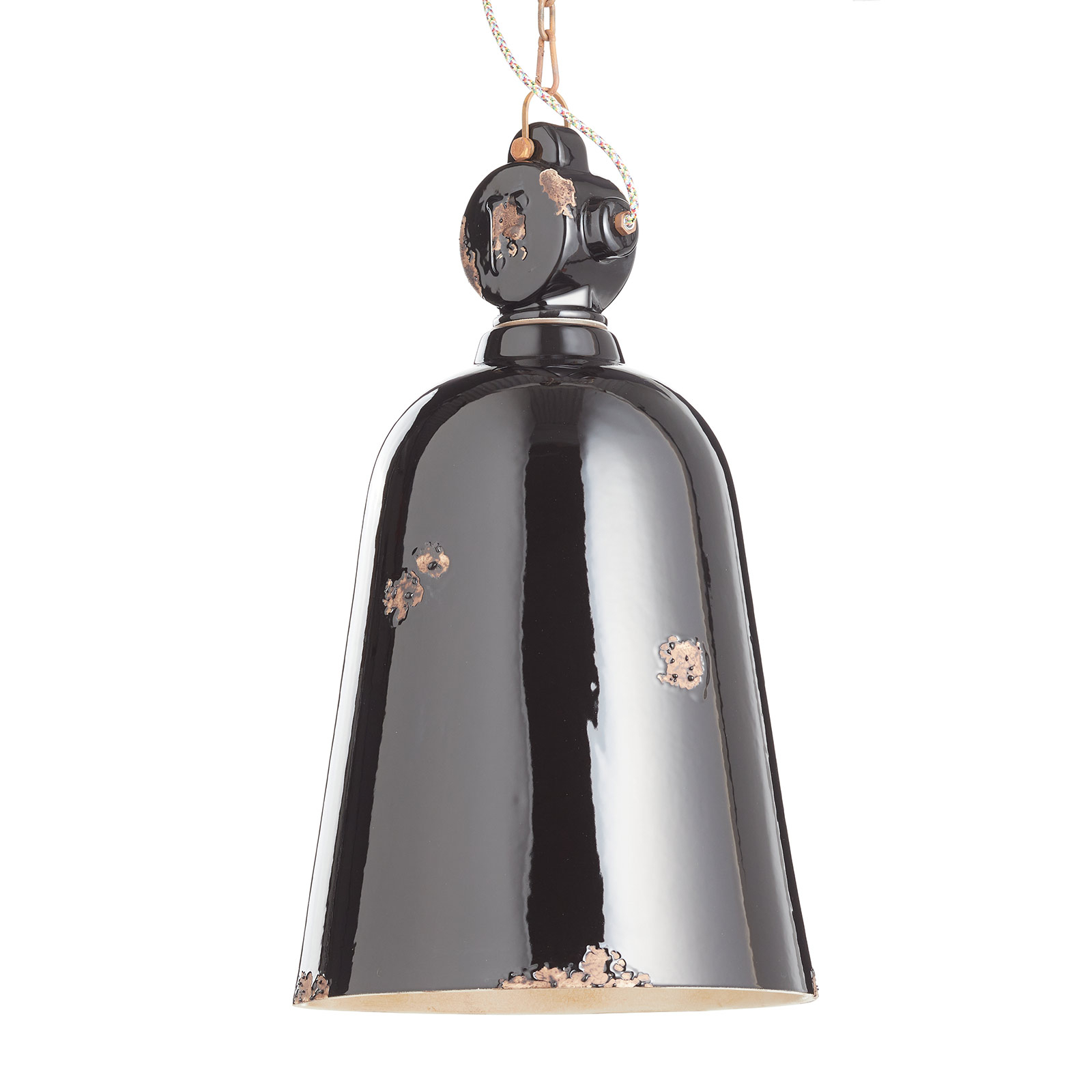 C1745 vintage hanging light, conical, black