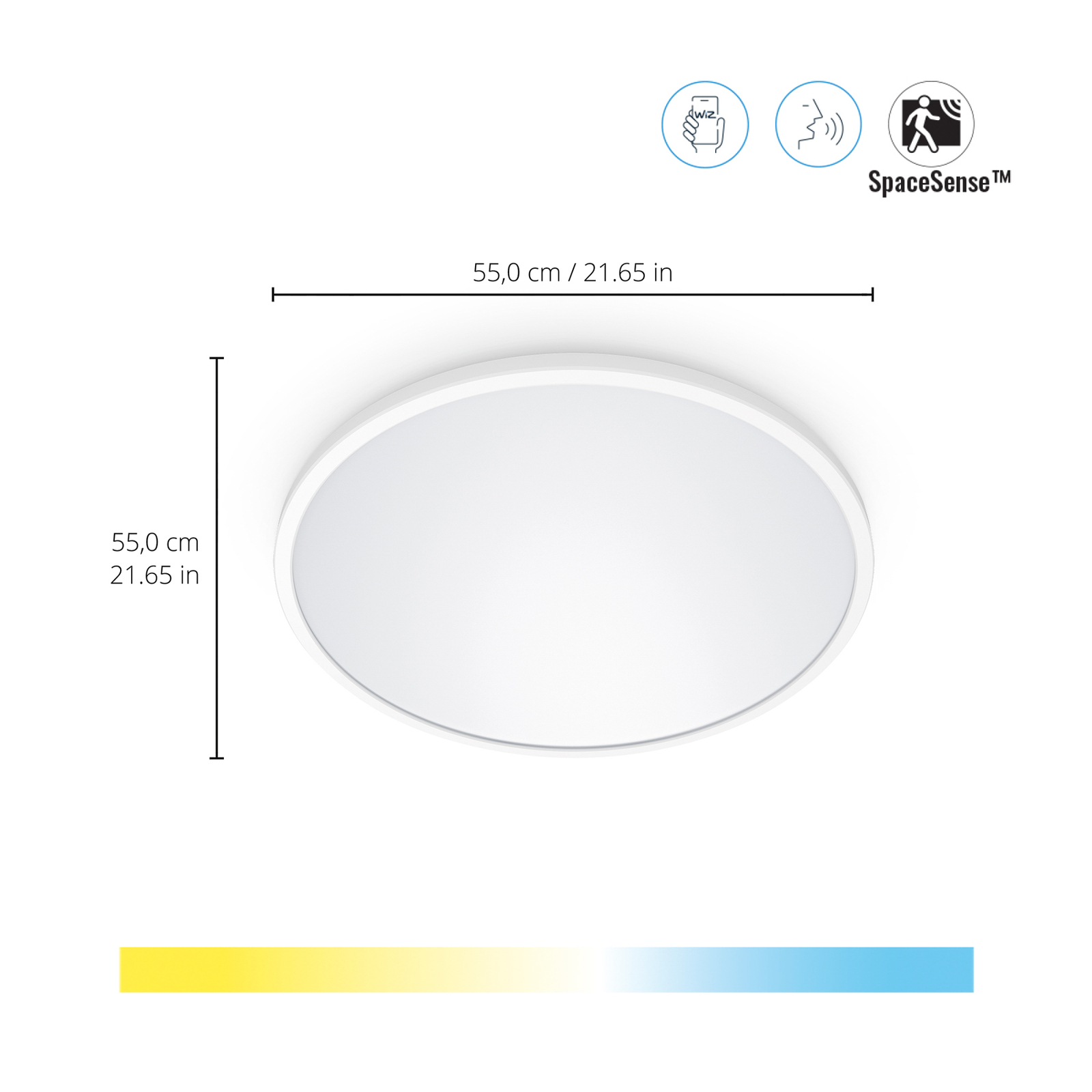 WiZ SuperSlim LED-loftslampe CCT Ø55cm hvid