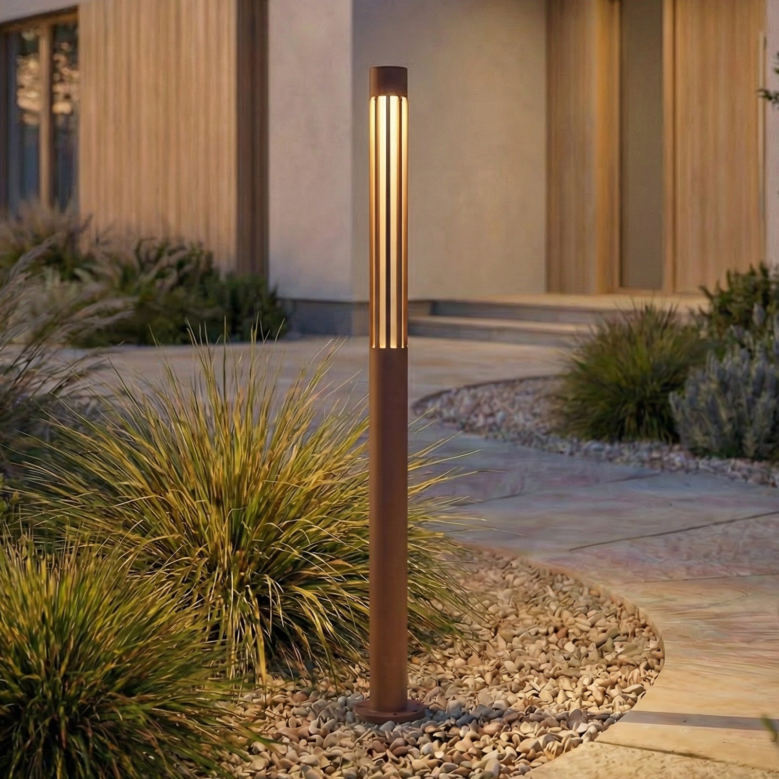 Lindby LED φωτιστικό διαδρόμου Fjorya, ύψος 90 cm, γκρι πέτρα, IP65