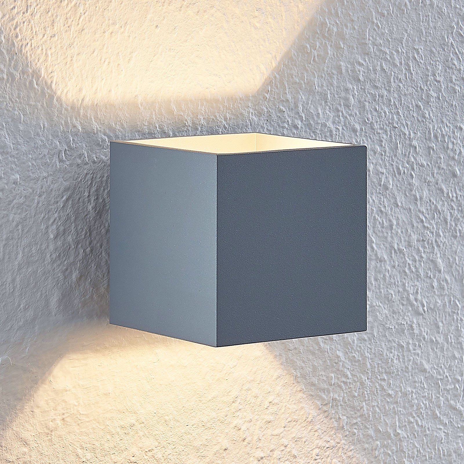 Mirza Aluminium-Wandleuchte, eckig, grau