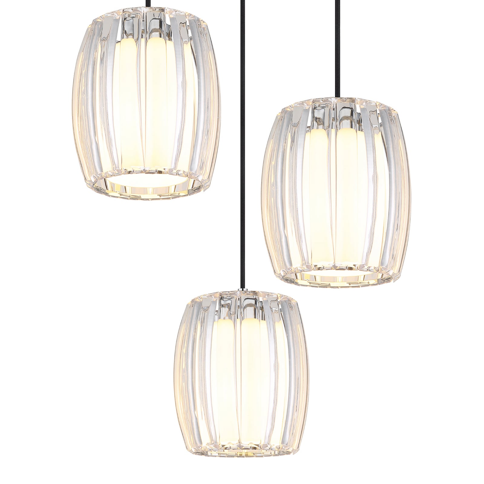 Lampă suspendată Maribel, Ø 40 cm, crom/transparent, metal, cu 3 becuri Lampă suspendată Maribel, Ø 40 cm, crom/transparent, metal, cu 3 becuri
