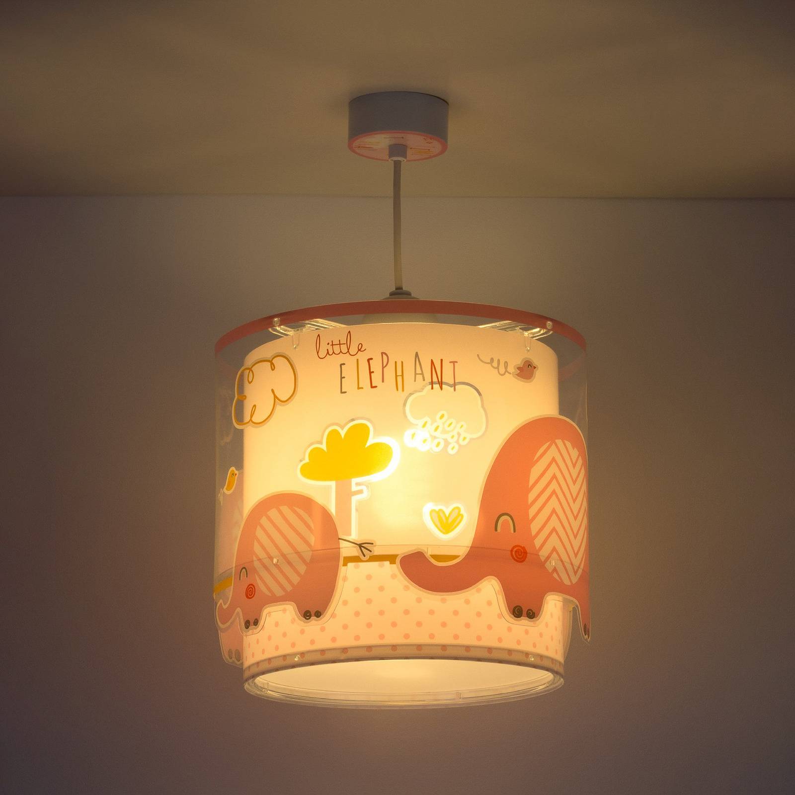 E-shop Detská závesná lampa Little Elephant, 1-svetelná, ružová