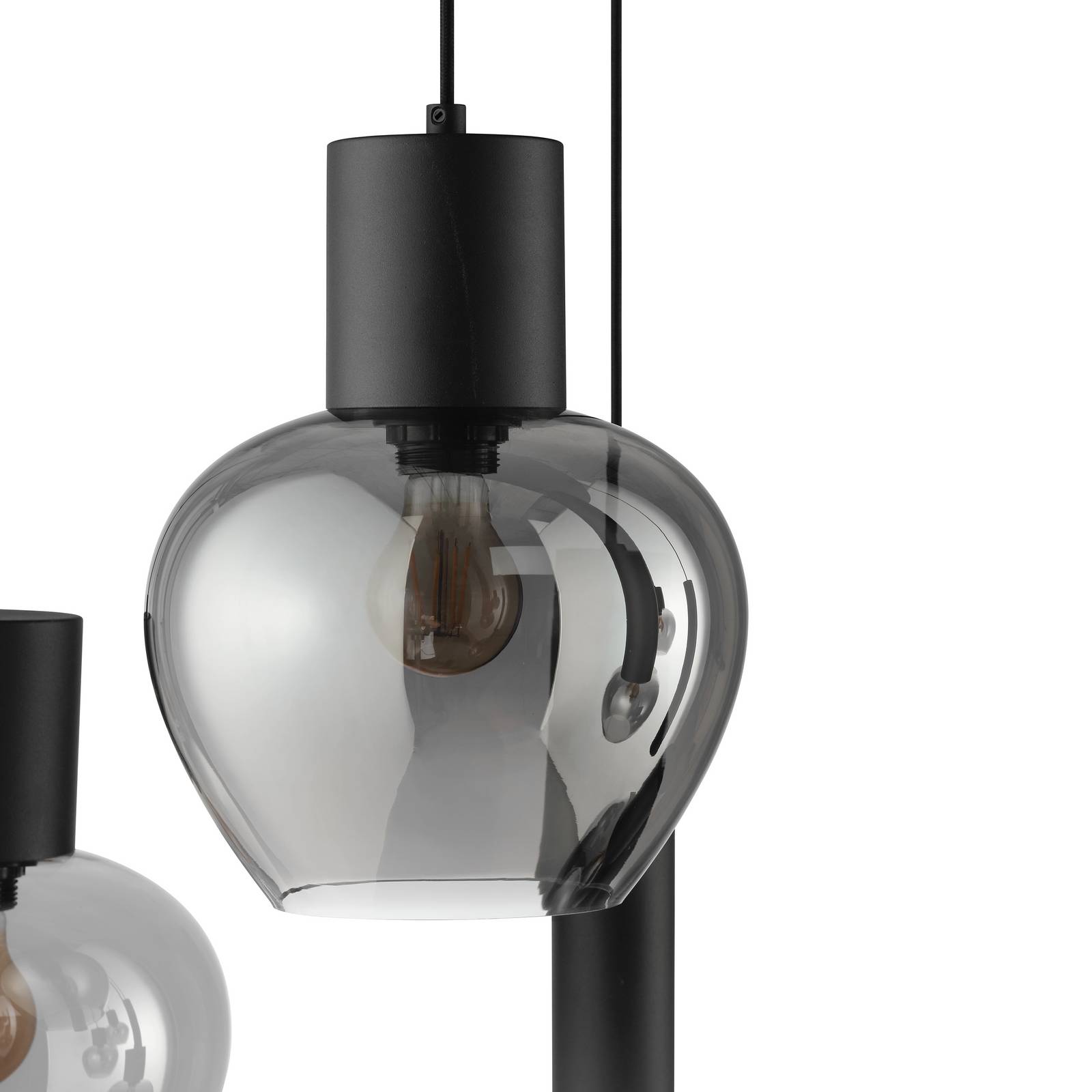 Hängelampe Ligari, schwarz/rauchgrau, Länge 126 cm, Glas günstig online kaufen