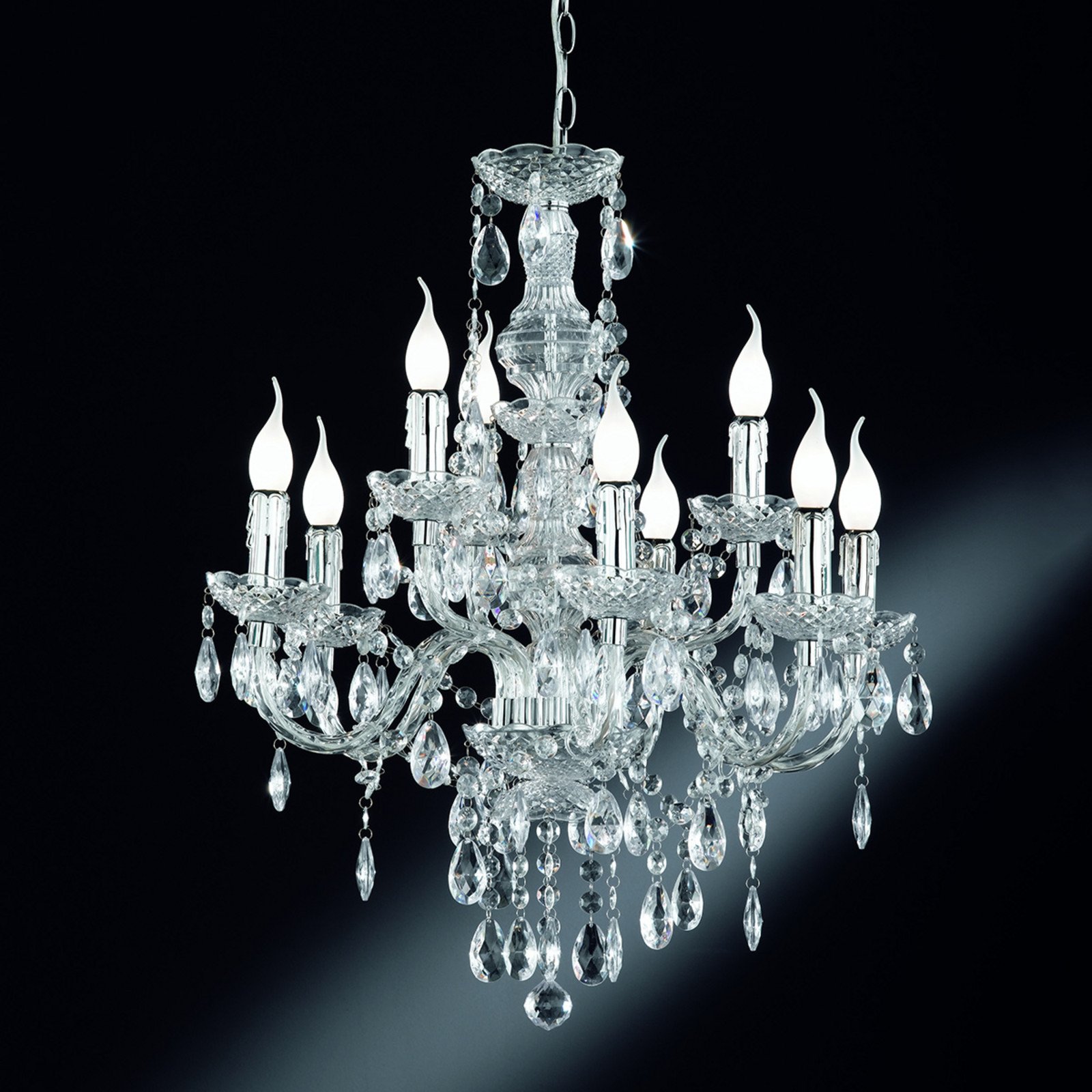 Candelabru Perdita 9 becuri aspect cromat