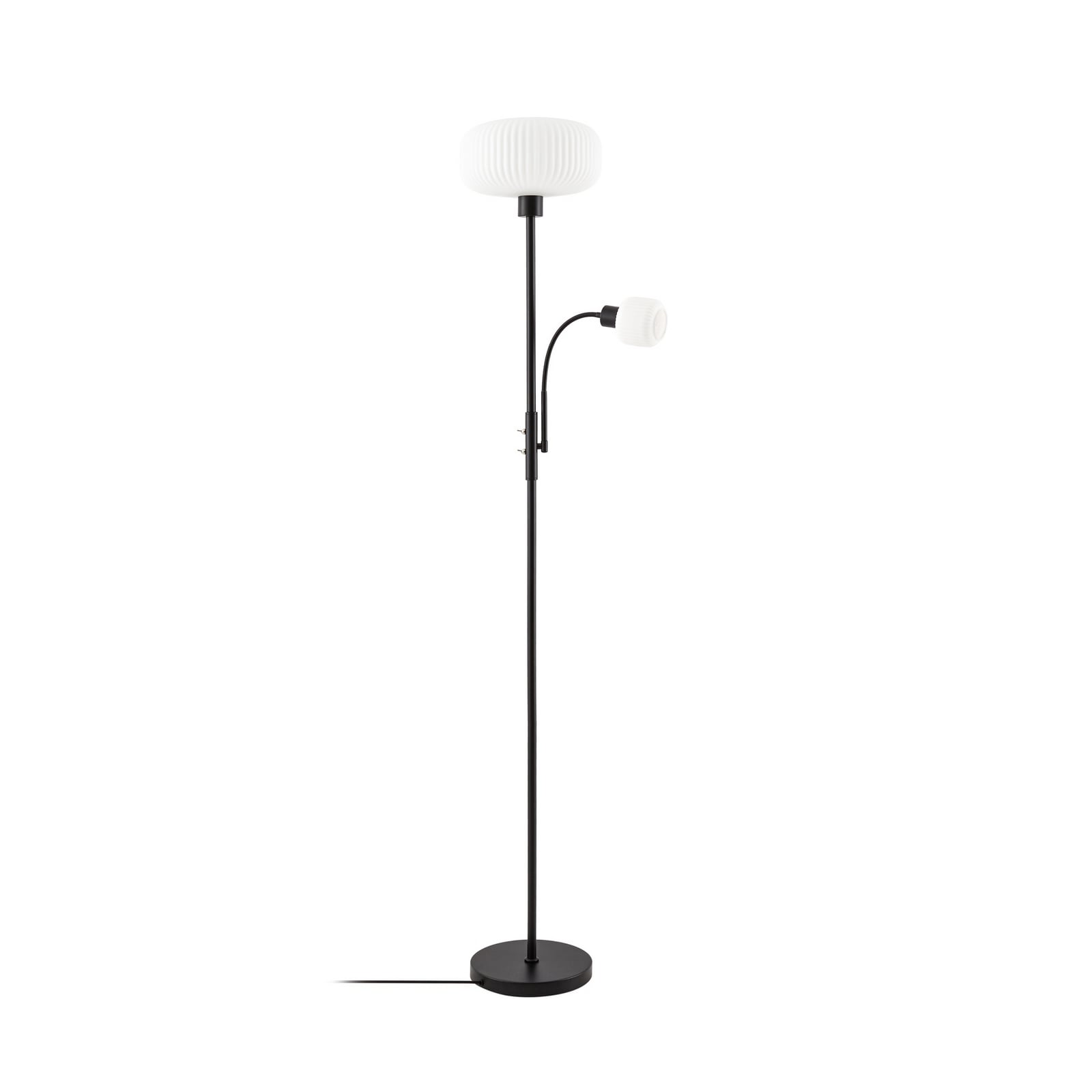 Lindby Ingrid floor lamp, black and white, 175 cm, reading light Lindby Ingrid floor lamp, black and white, 175 cm, reading light