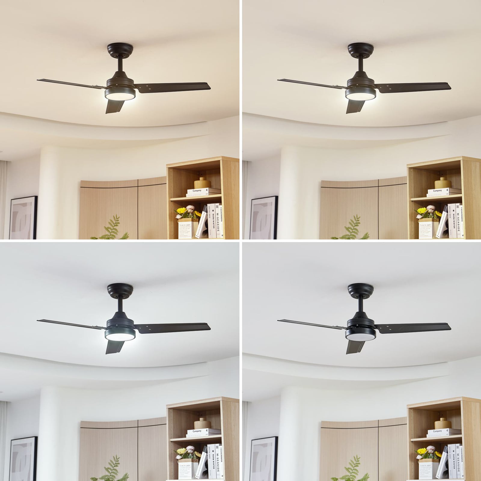 Ventilateur de plafond LED Aerallo, noir, CCT, silencieux - Lindby