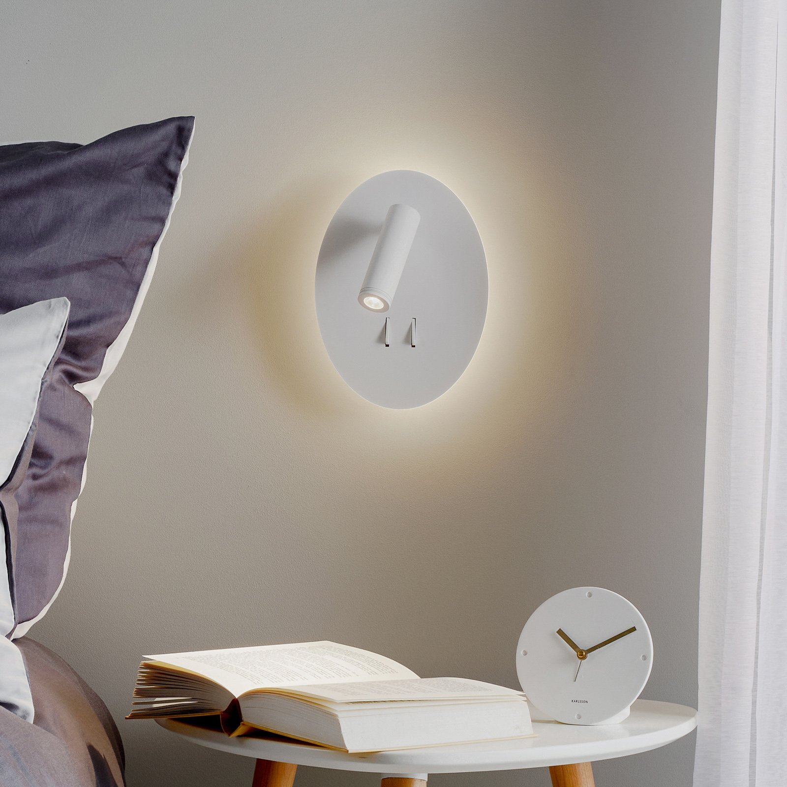 Helestra Orso LED wall lamp reading spotlight oval, for Bedroom, metal, 15 W, energy efficiency: A+, W: 16 cm, H: 22 cm