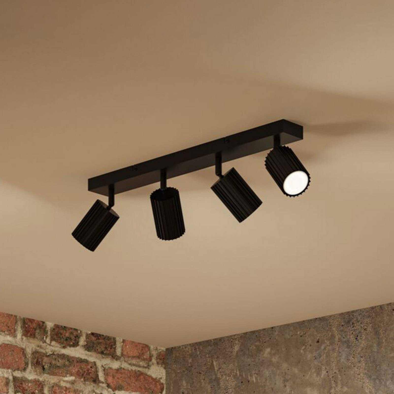 Paulmann downlights Lirena, matt svart, lengde 53 cm, 4 lyskilder.