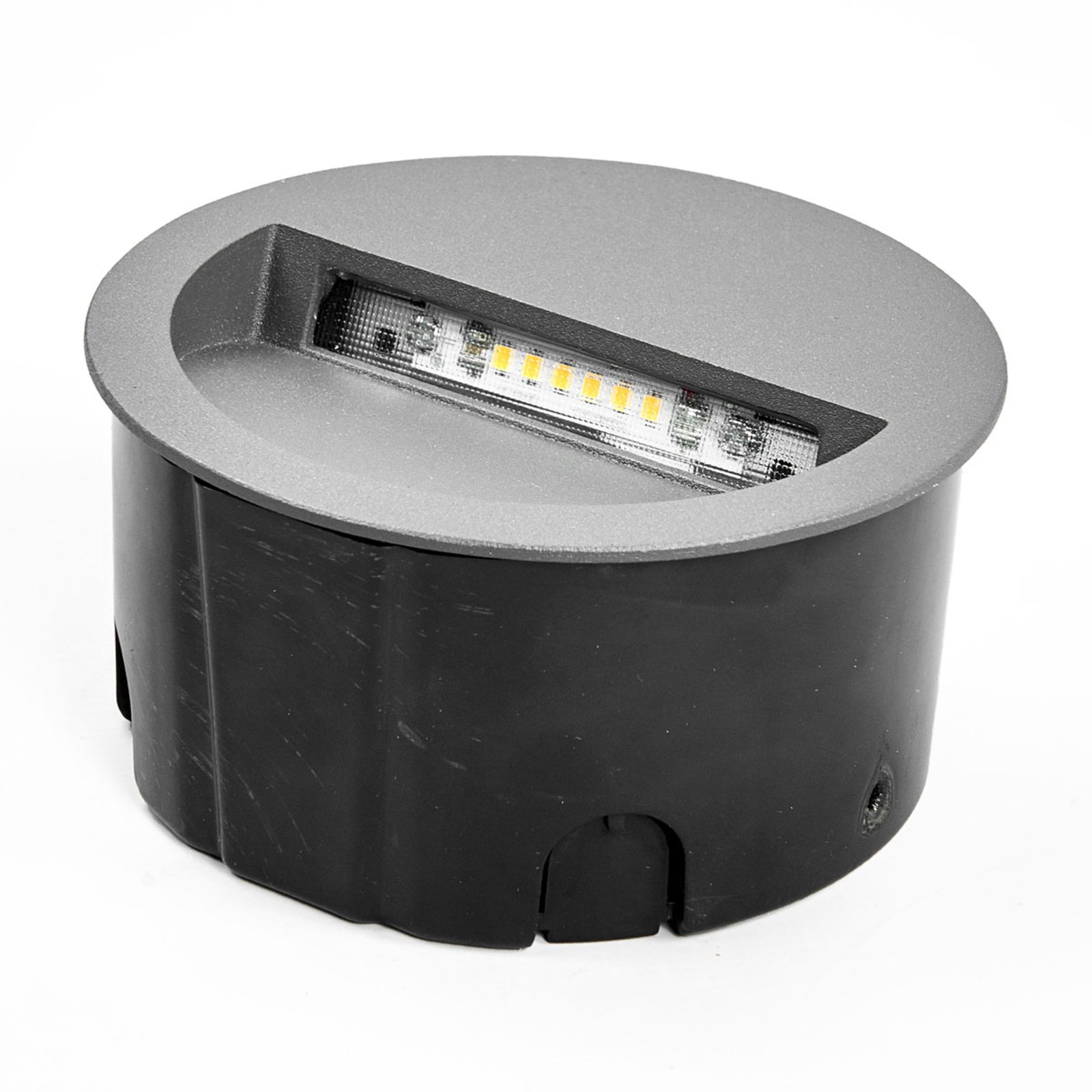Lucande LED-es fali lámpa Loya, kerek, sötétszürke, kültéri