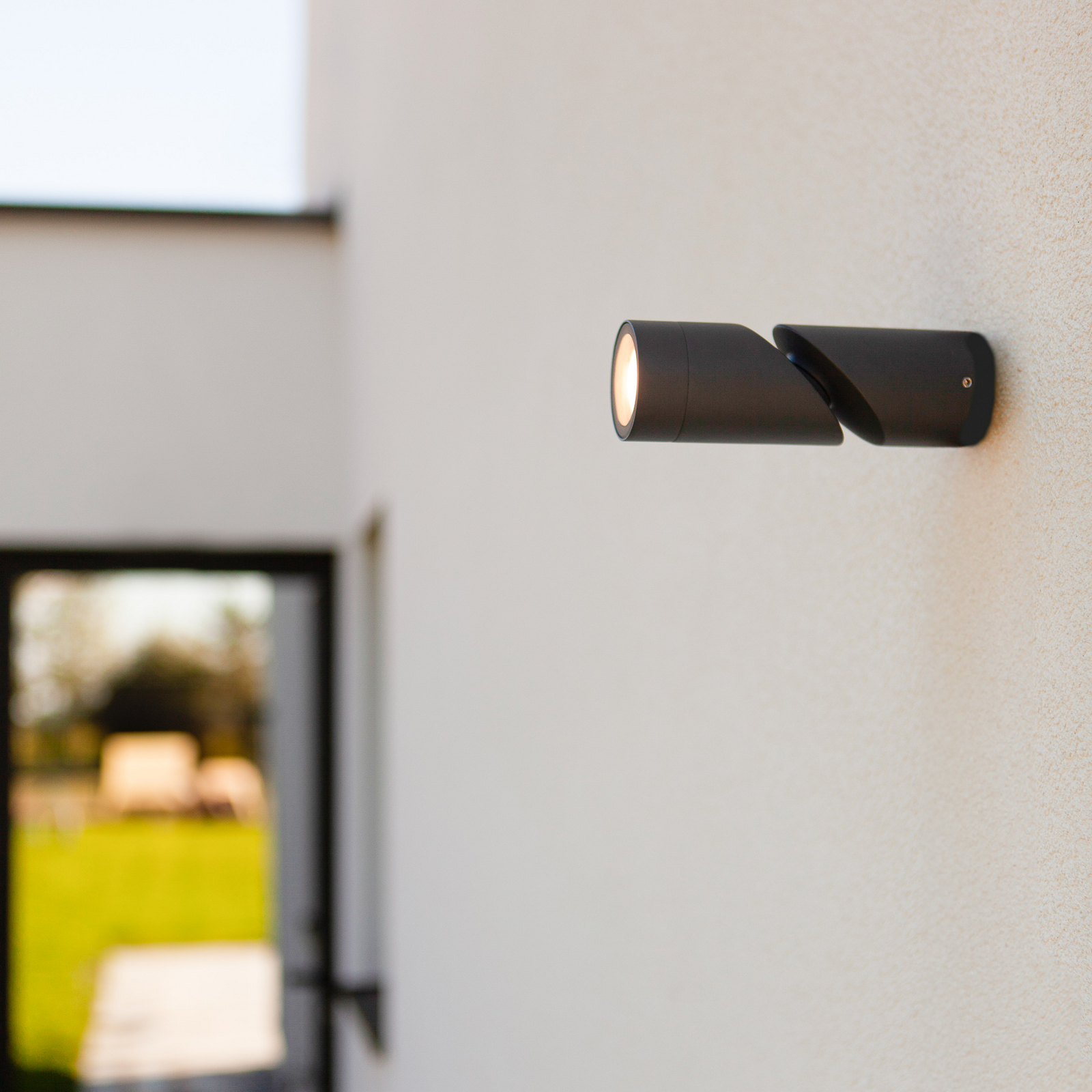 Außenwandlampe TUBON, dunkelgrau, Ø 6 cm, Metall, IP54, GU10