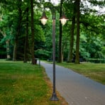 Lampa zewnętrzna Lindby Madea, szara, 2-punktowa, 212 cm, E27, IP44