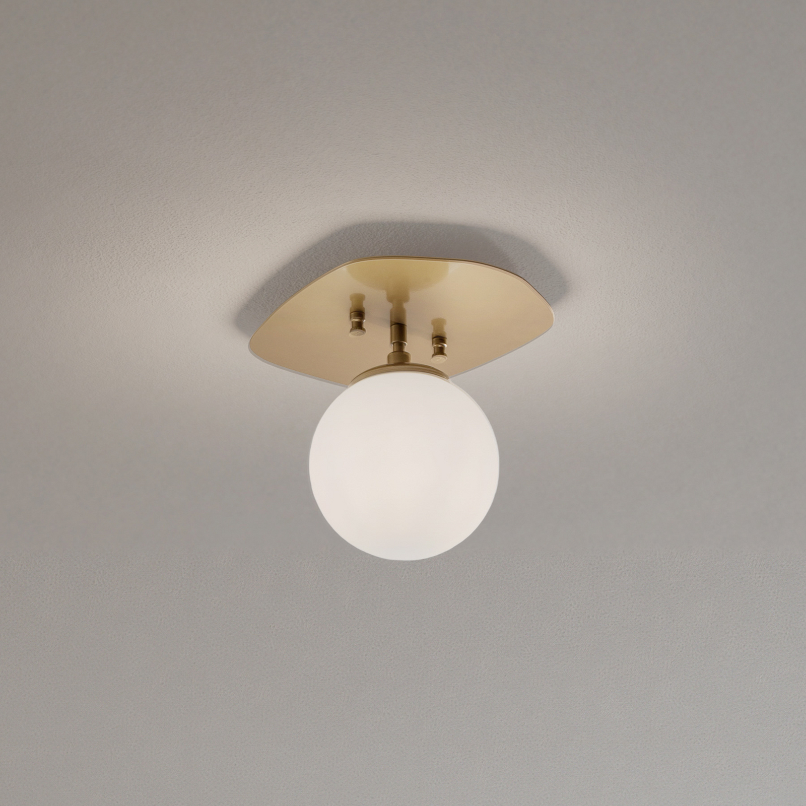 Taklampe Well, gullfarget, glass, Ø 20 cm, E14