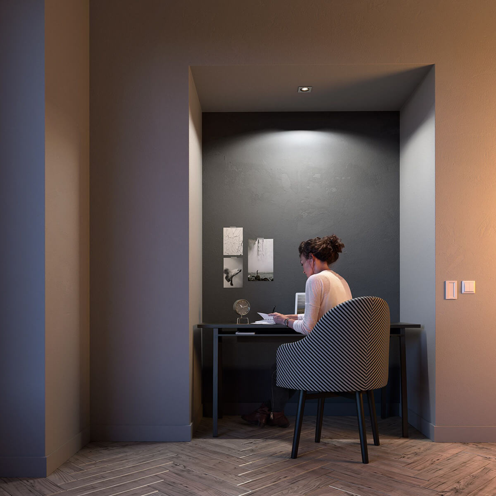 Philips Hue Milliskin LED-downlight kantet, alu - Aluminium / gr? / sink
