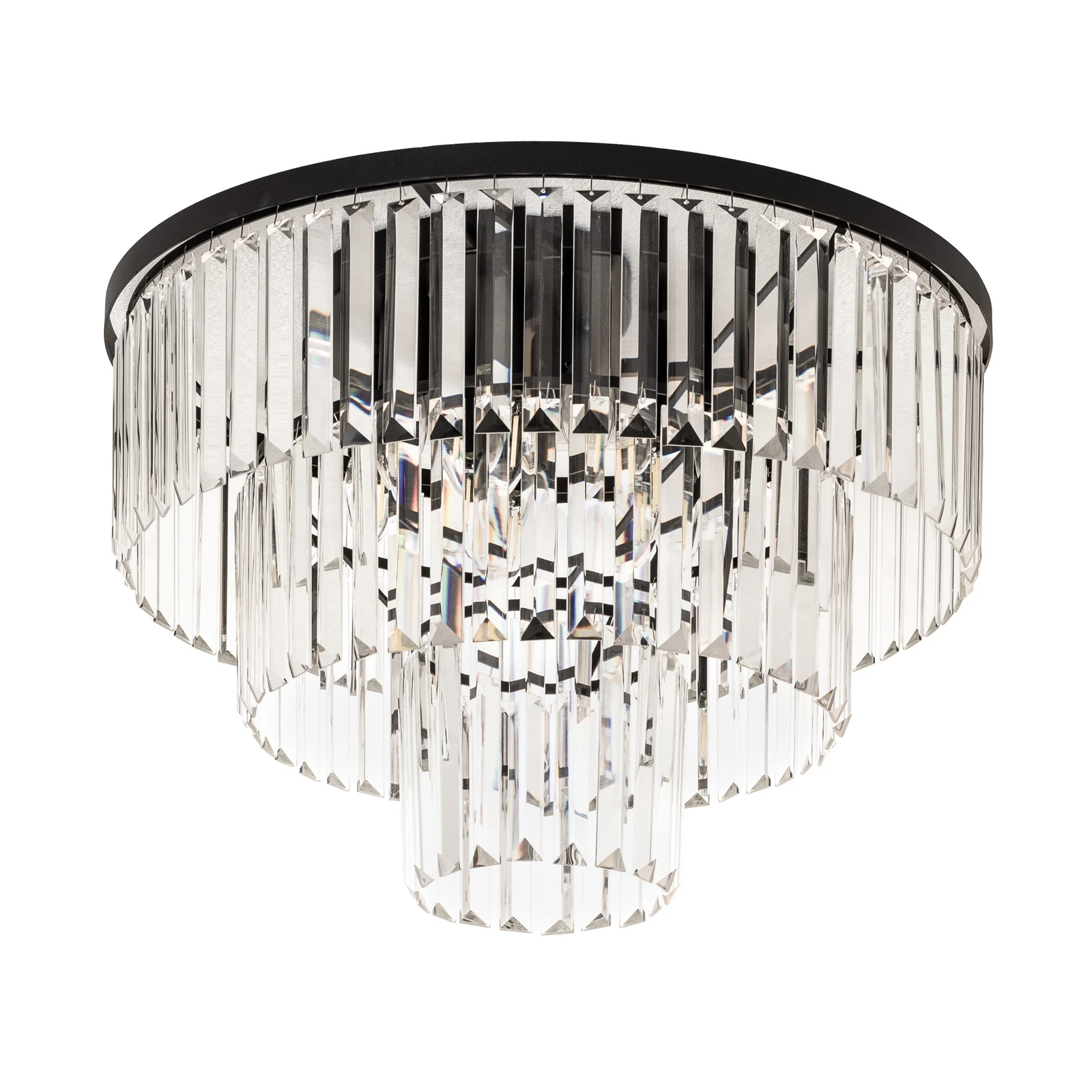 Plafonnier Cristal, transparent/noir, Ø 56 cm