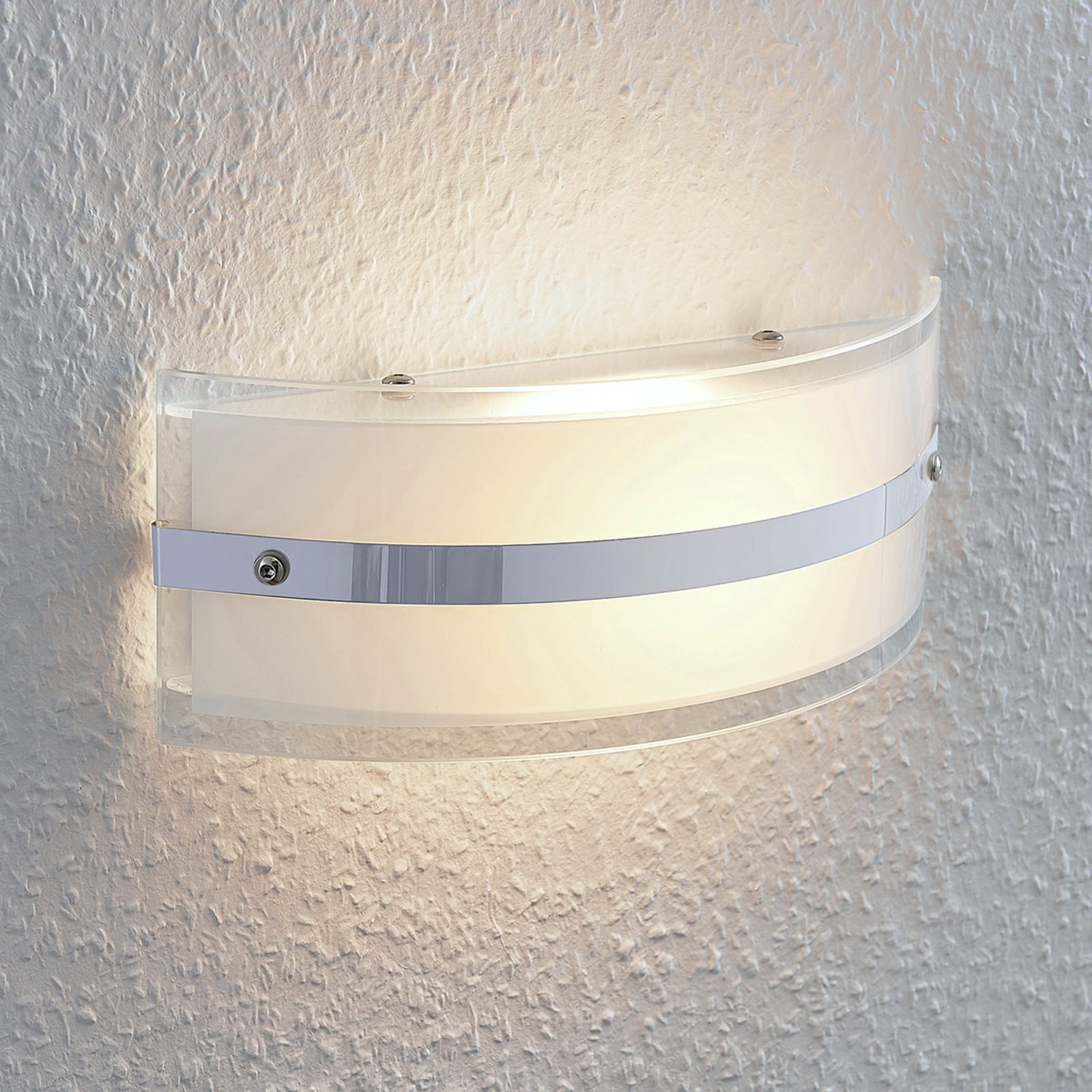 Skleněné nástěnné světlo Zinka s LED, 25 cm
