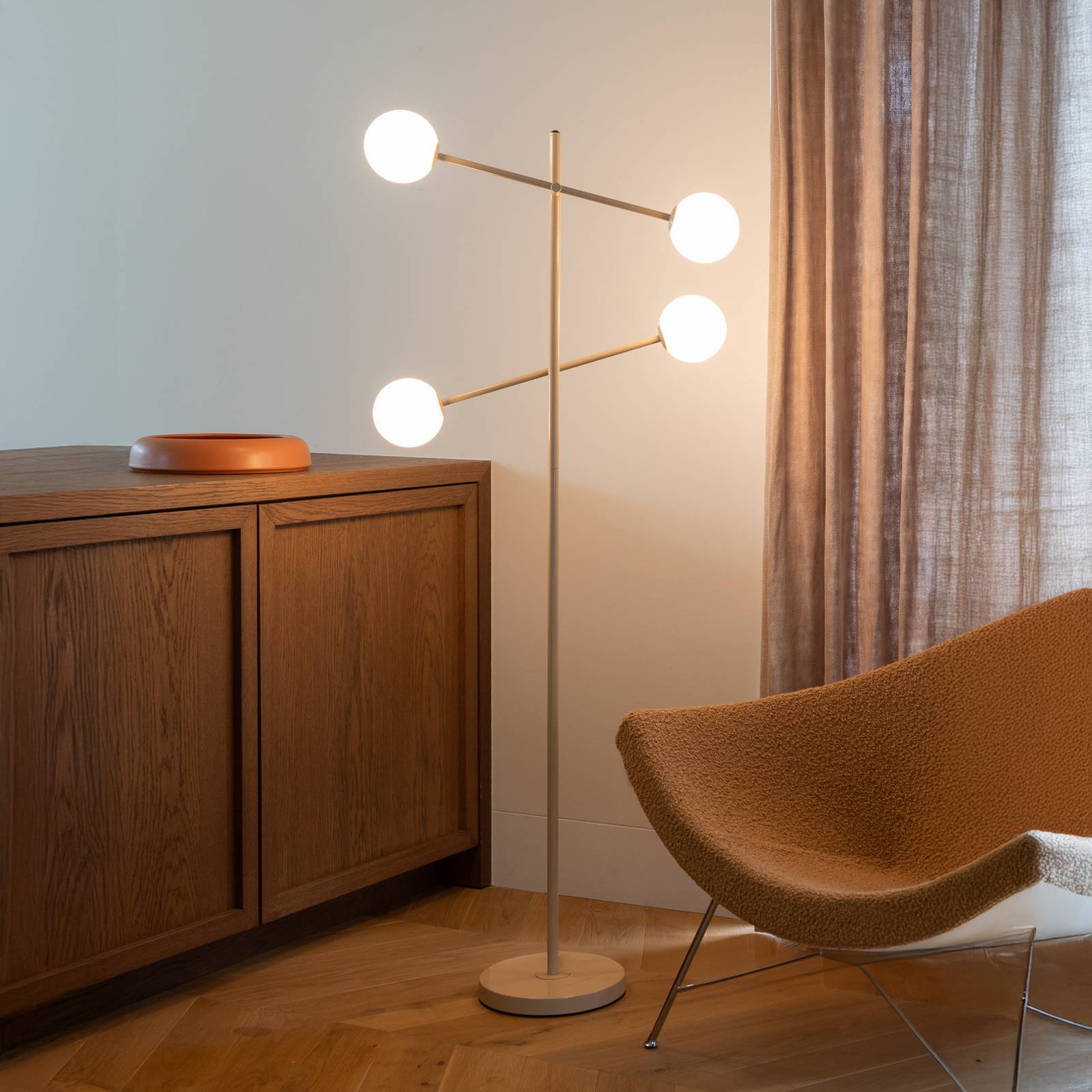 IT'S ABOUT ROMI Stehlampe Copenhagen, beige, Glas, drehbar günstig online kaufen
