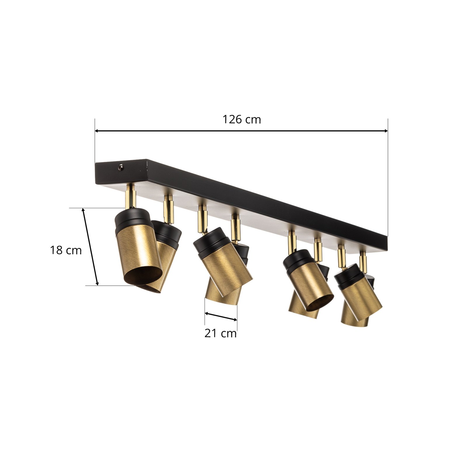 Síťové stropní bodové svítidlo v černo-zlaté barvě, osm světel