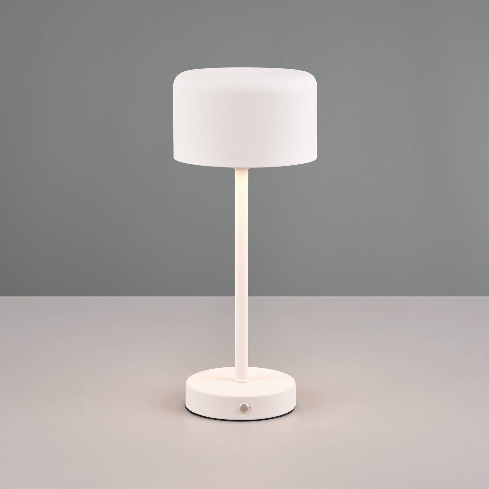 Jeff LED oppladbar bordlampe matt hvit høyde 30 cm metall