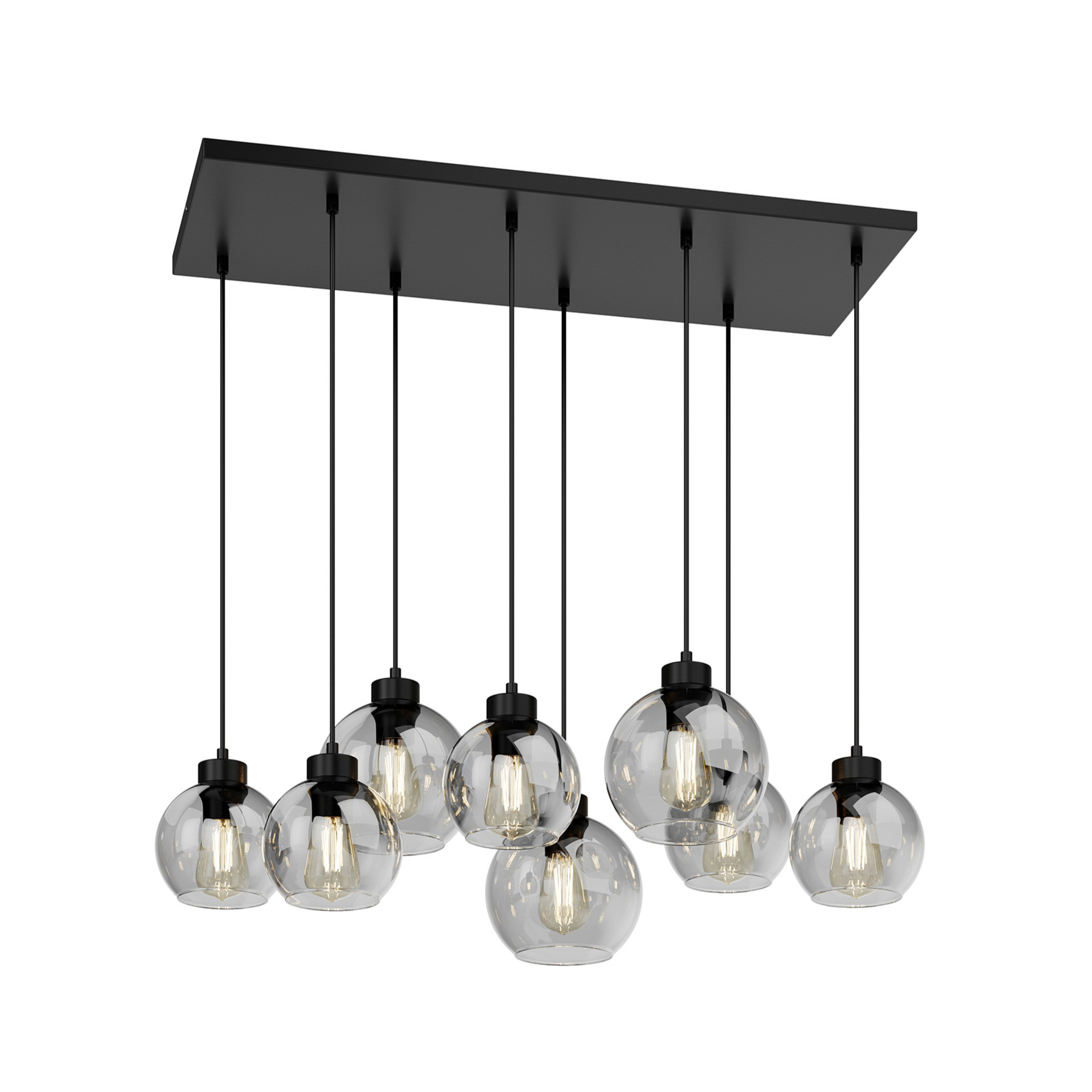 Cubus Hängelampe 95 cm lang8-flammig rauchgrau Glas