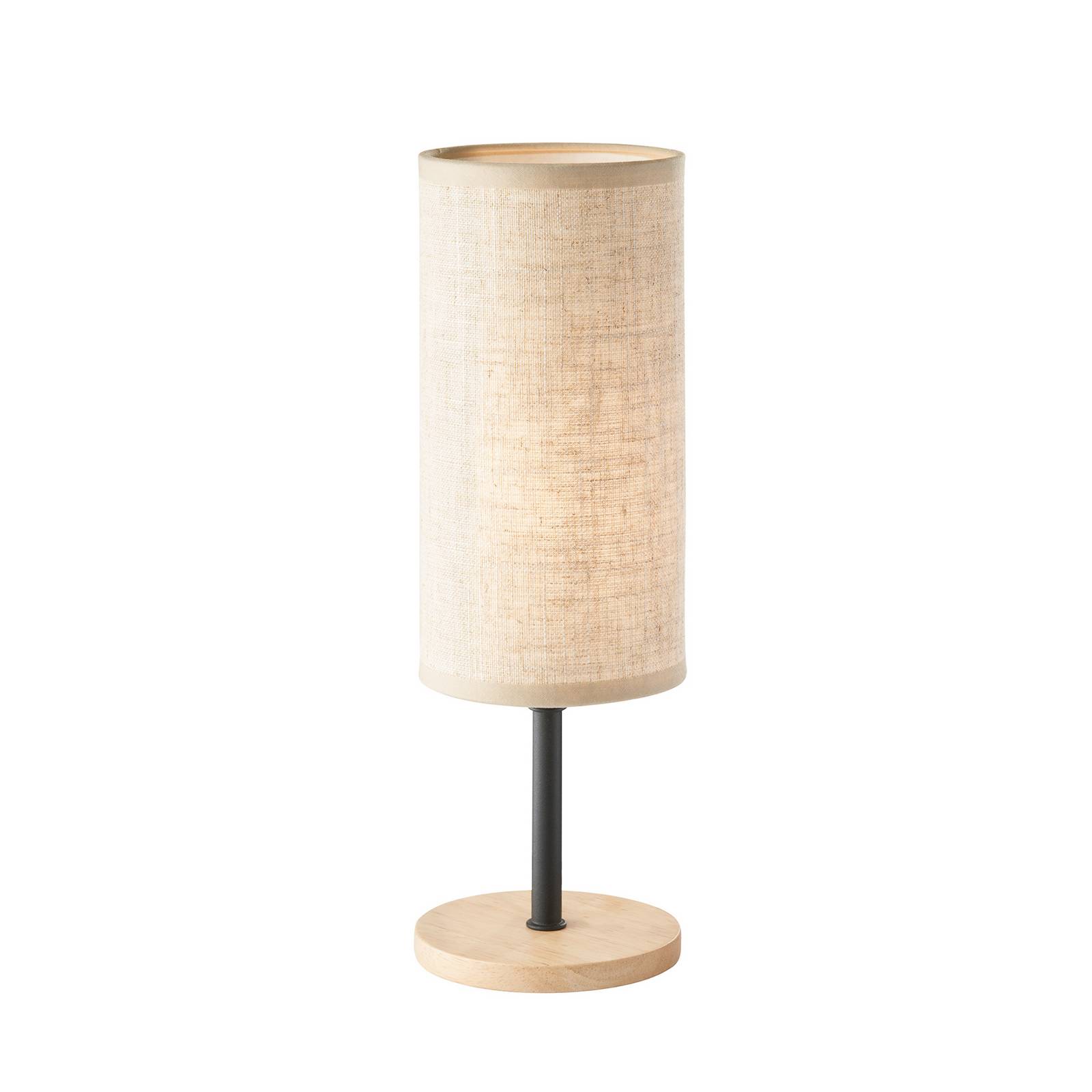 Tischleuchte Parma, beige, Leinen/Holz, 30 cm hoch, E14