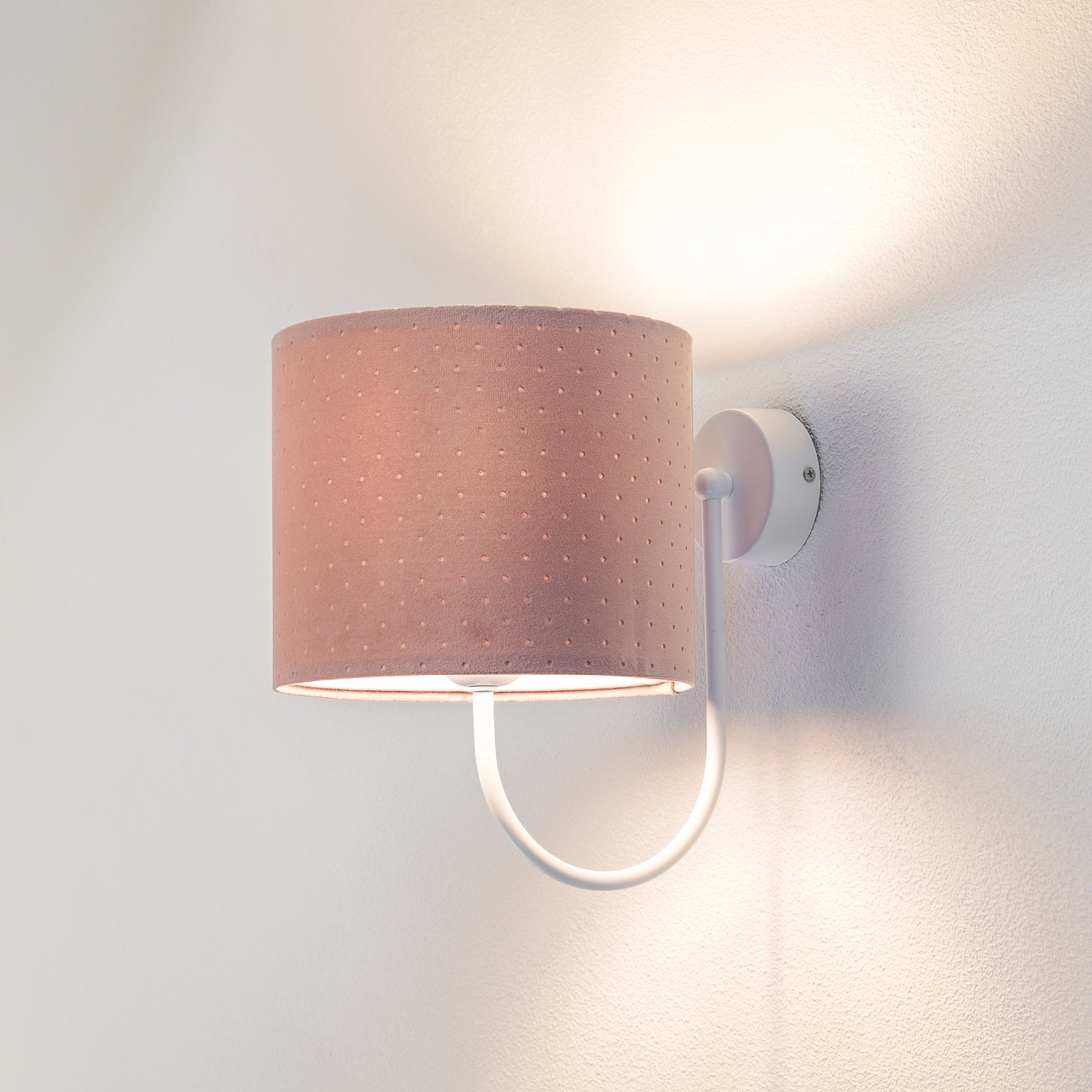 Vägglampa Rosabelle med textilskärm, rosa