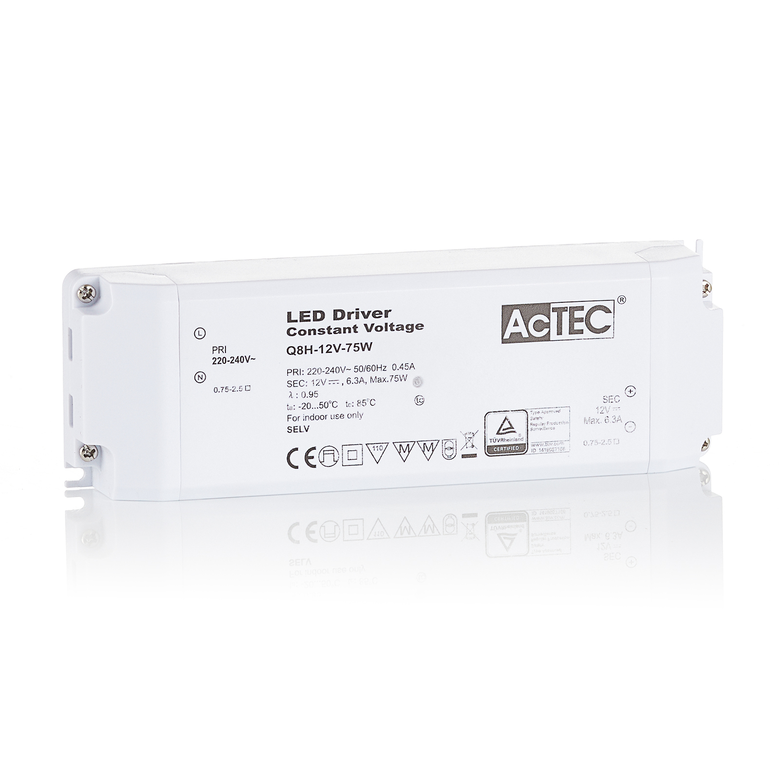 AcTEC Q8H transformador LED CV 12V, 75W