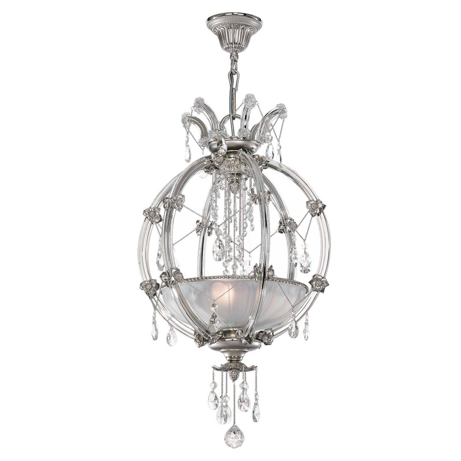 RIPERLamP Extravagant crystal hanging light Trina, for Living / Dining Room, metal, Asfour crystals, E14, 40 W, energy efficiency: A++, H: 69 cm