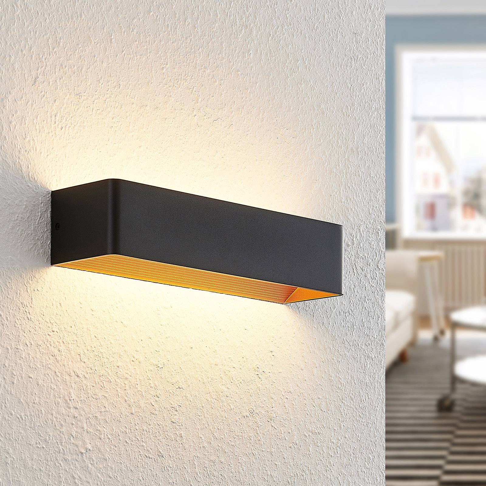 Arcchio Karam LED-vegglampe 36,5 cm svart