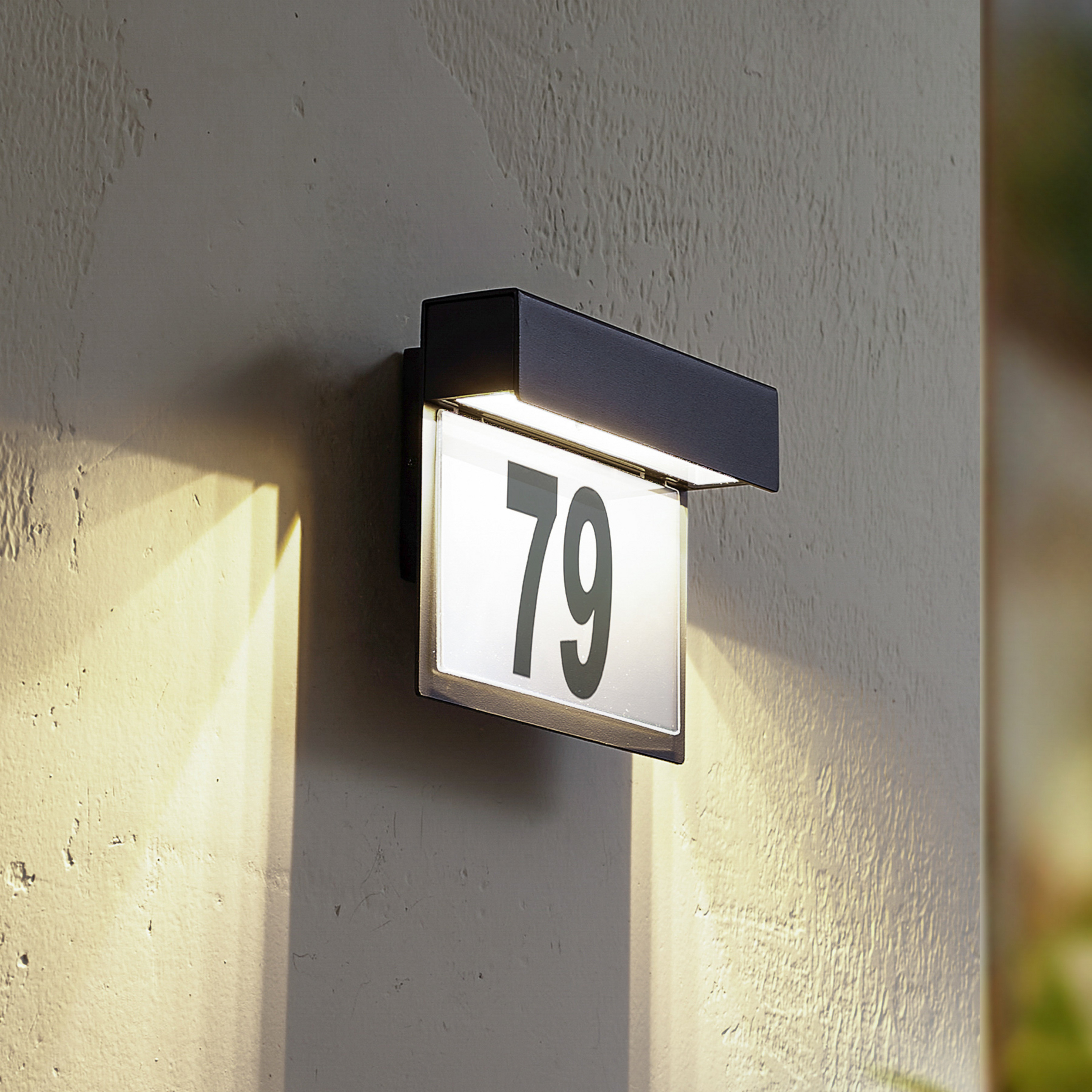 Lindby LED-Hausnummer-Leuchte Antal, anthrazit, Alu