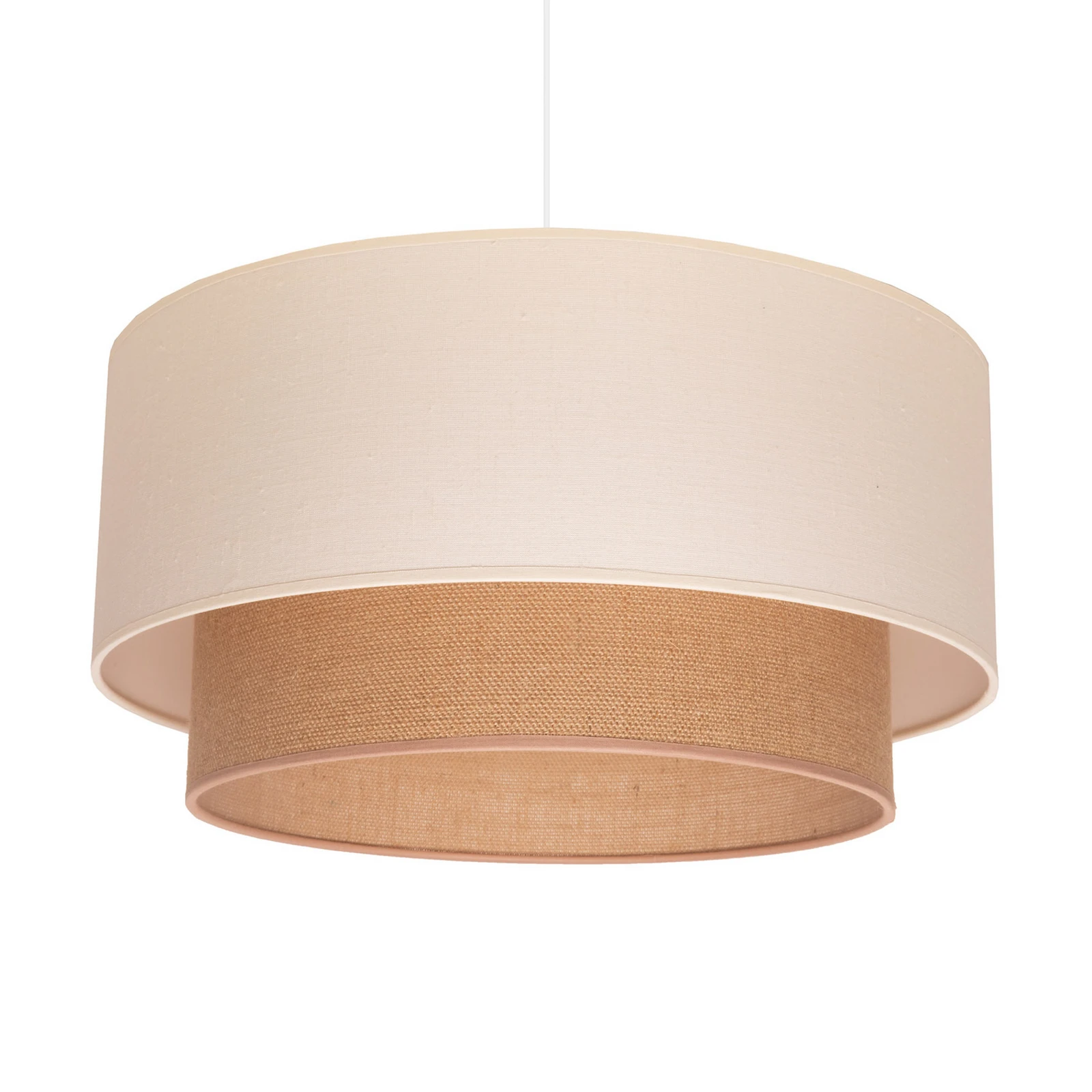 Pendelleuchte Boho, ecru/braun, Ø 45 cm, Textil
