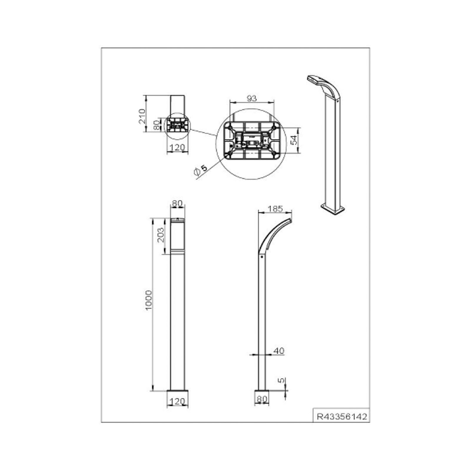 Beja LED path light, anthracite, aluminium, height 100 cm