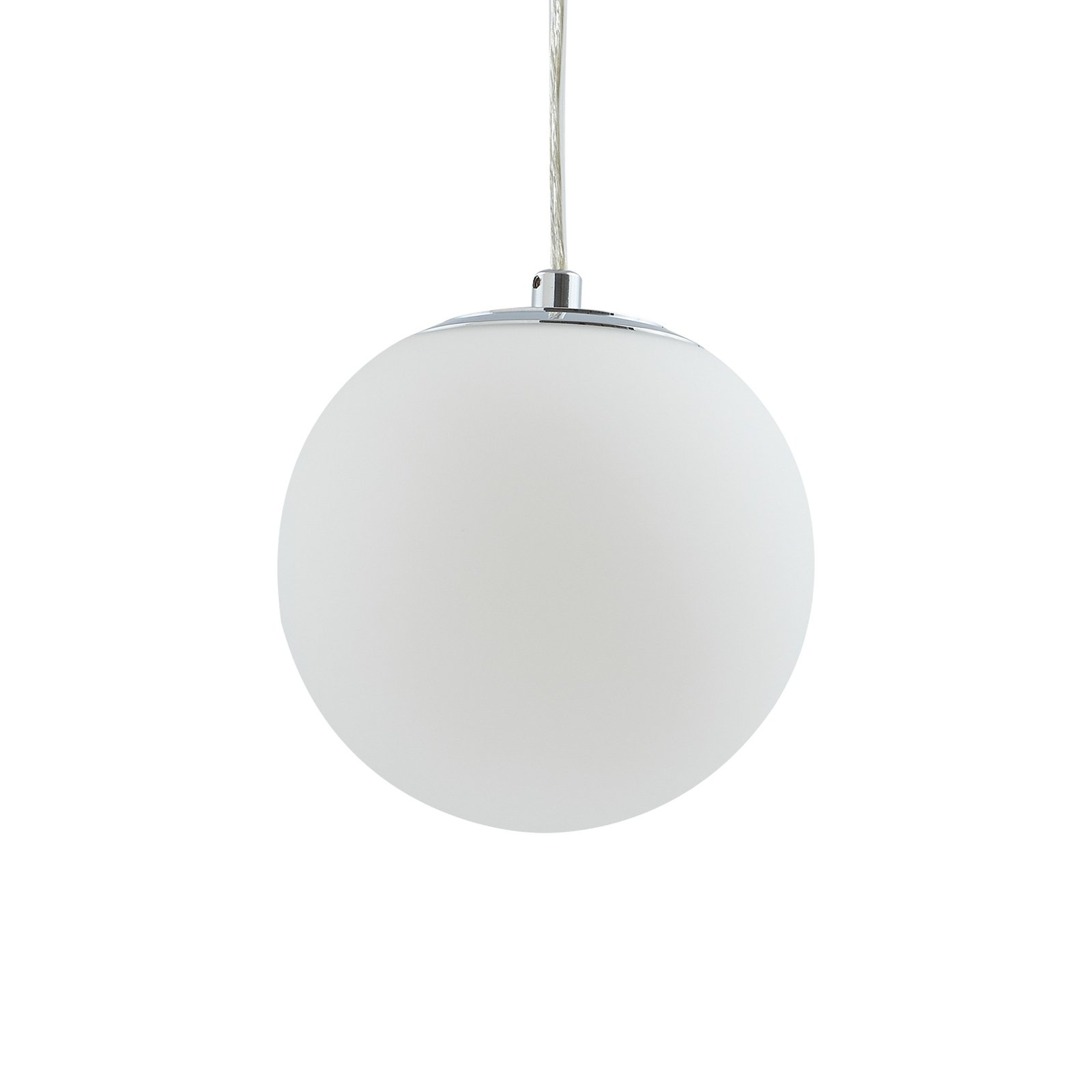 Lucande hanging light Bidolo, chrome-coloured, glass, Ø 15 cm, IP44