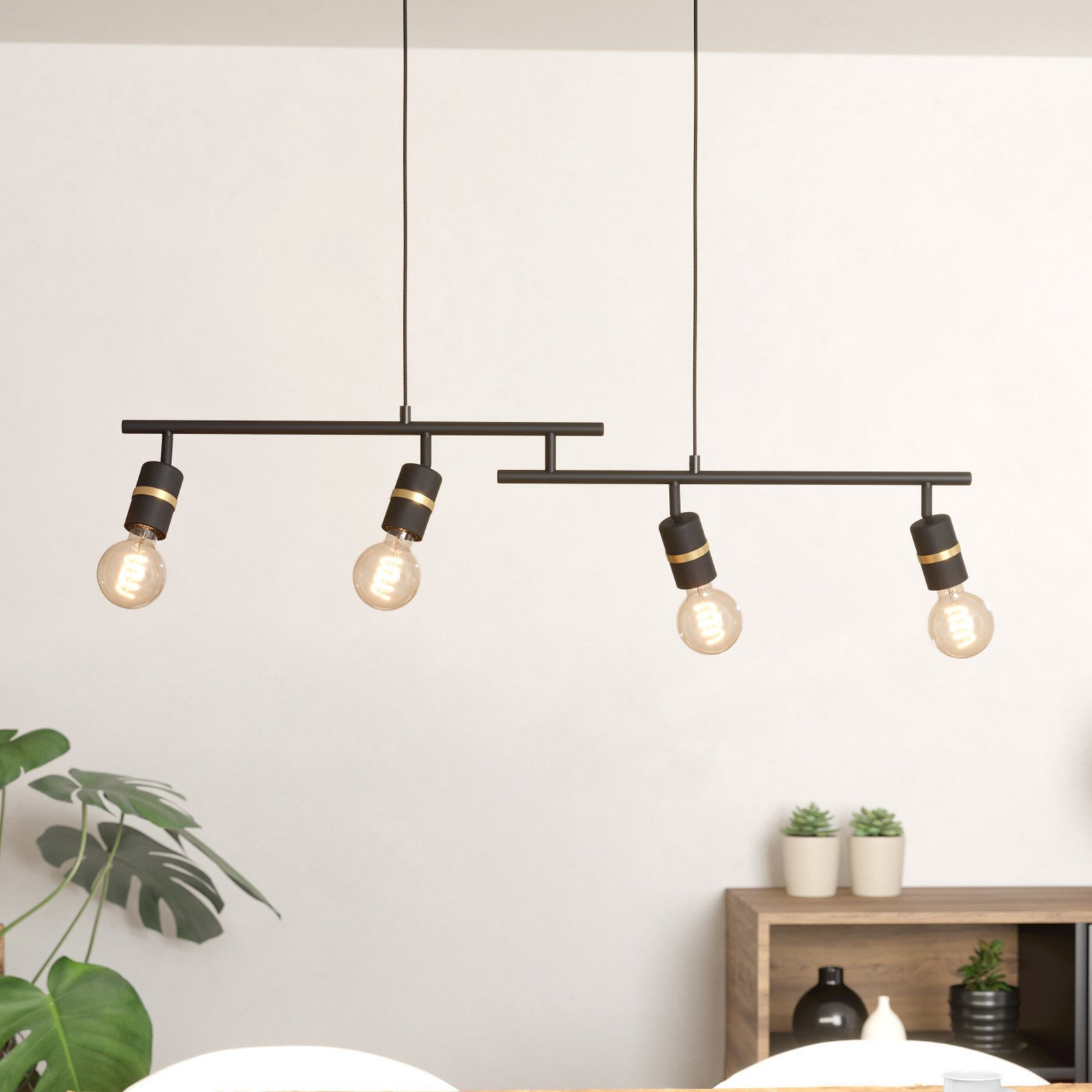 EGLO Suspensie Lurone negru patru lumini - Camera de zi / sufragerie - modern - negru alamă - Metal