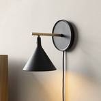 Audo LED wall light Cast, black, IP44, dimmer, plug