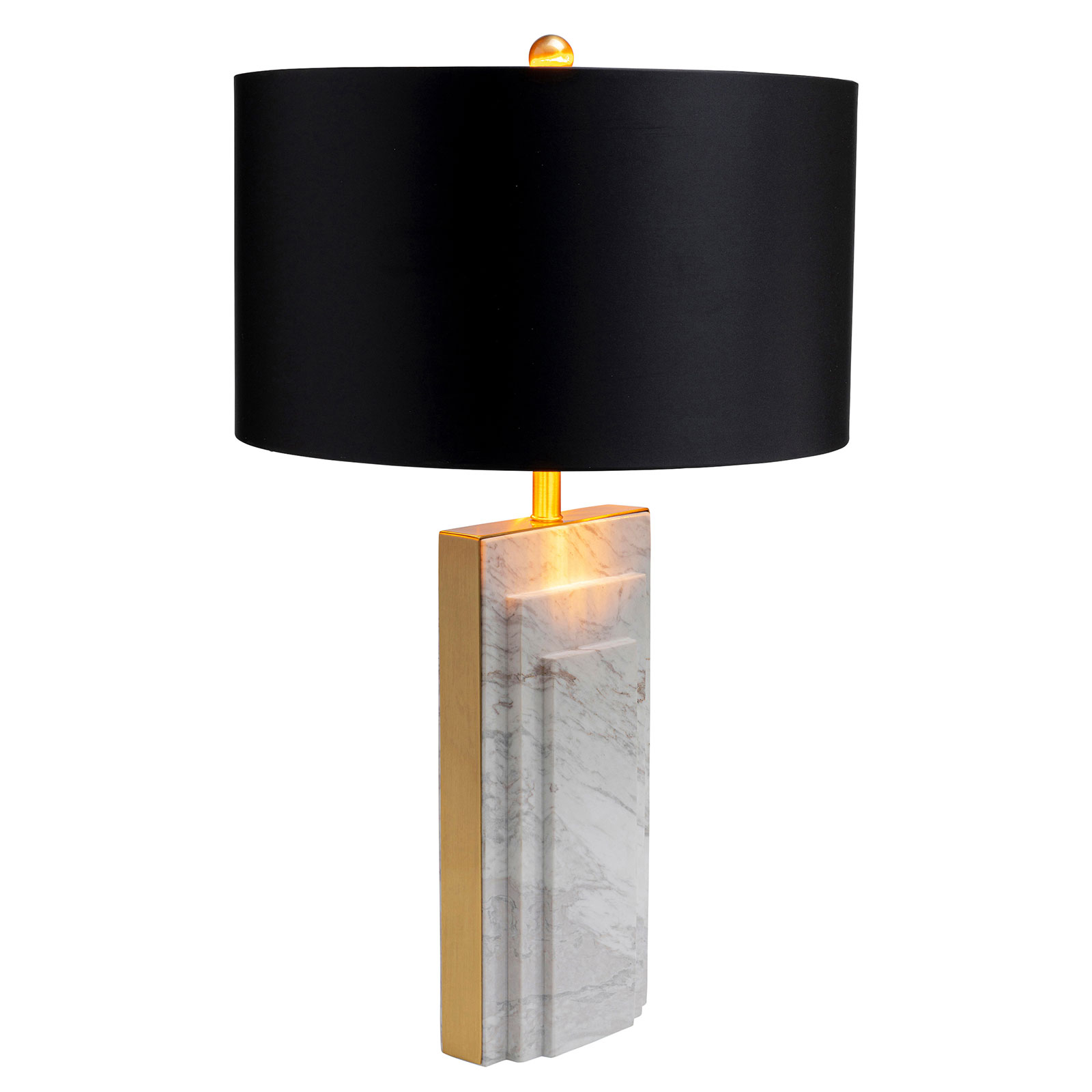 Kare KARE Rumba Marble table lamp marble, white, for Living / Dining Room, marble, steel, PVC, polyester, E27, 60 W, energy efficiency: A++, H: 69 cm