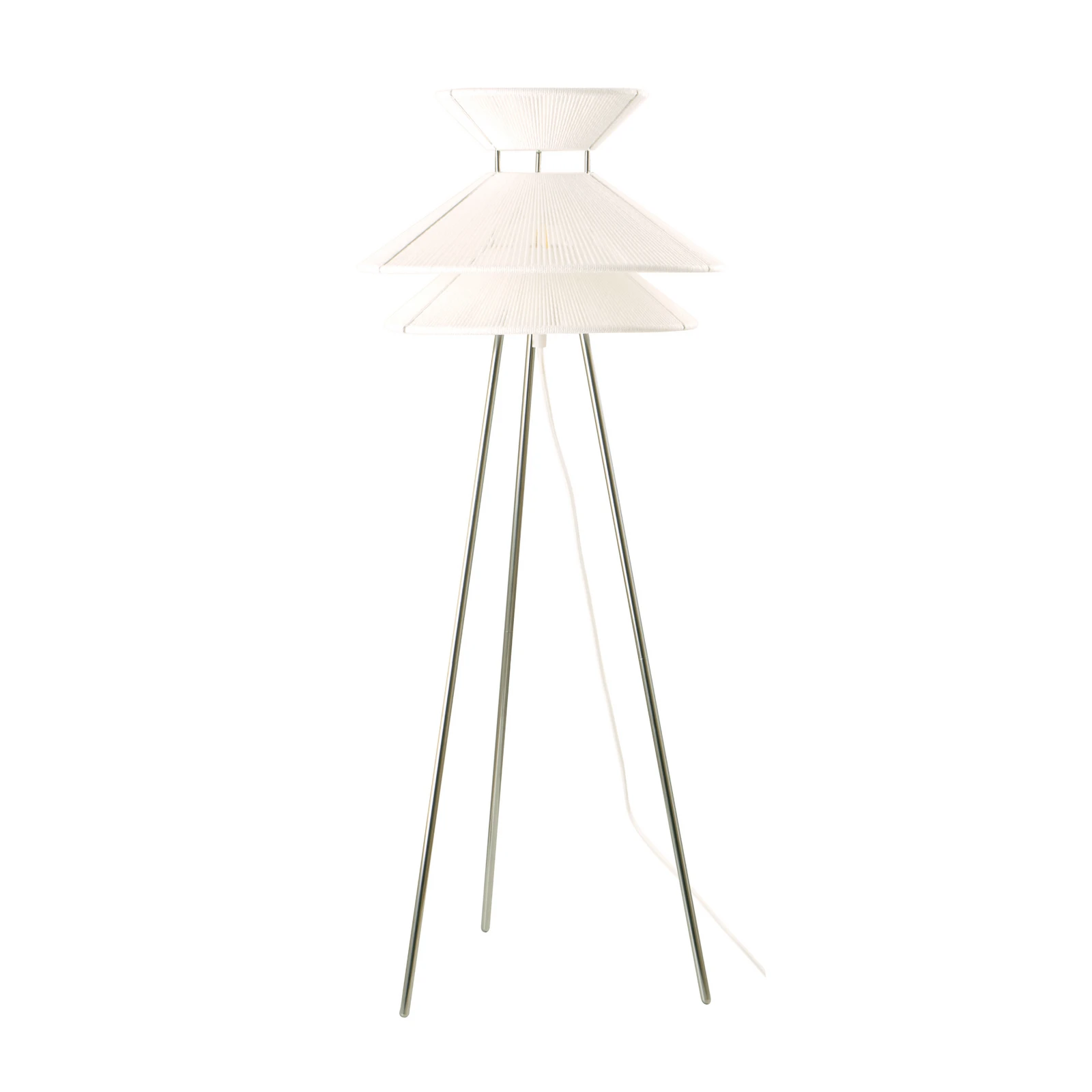 FRANDSEN Stojacia lampa Kiku, kov, ľan, biela, výška 90 cm