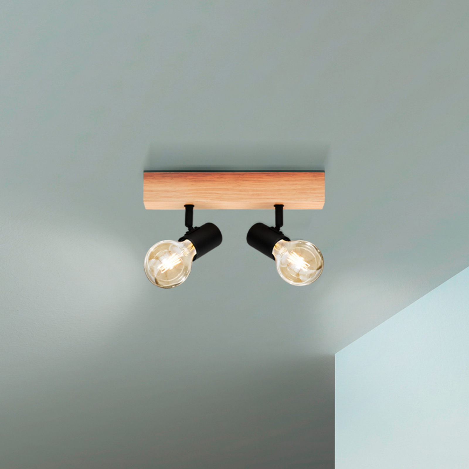 Plafoniera Townshend 3 di legno, 2 luci