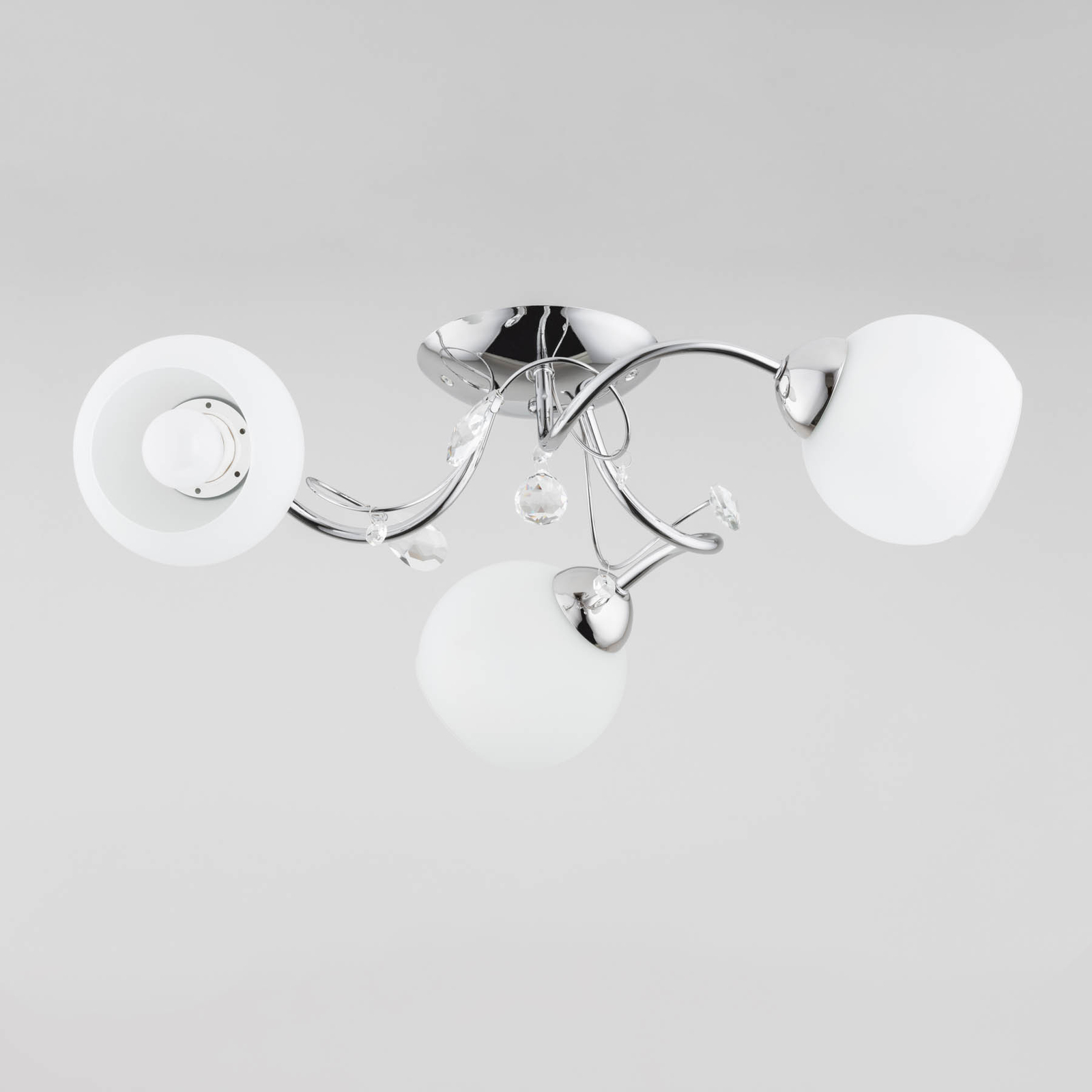 Livia Pro loftlampe, krom/hvid, 3 lyskilder