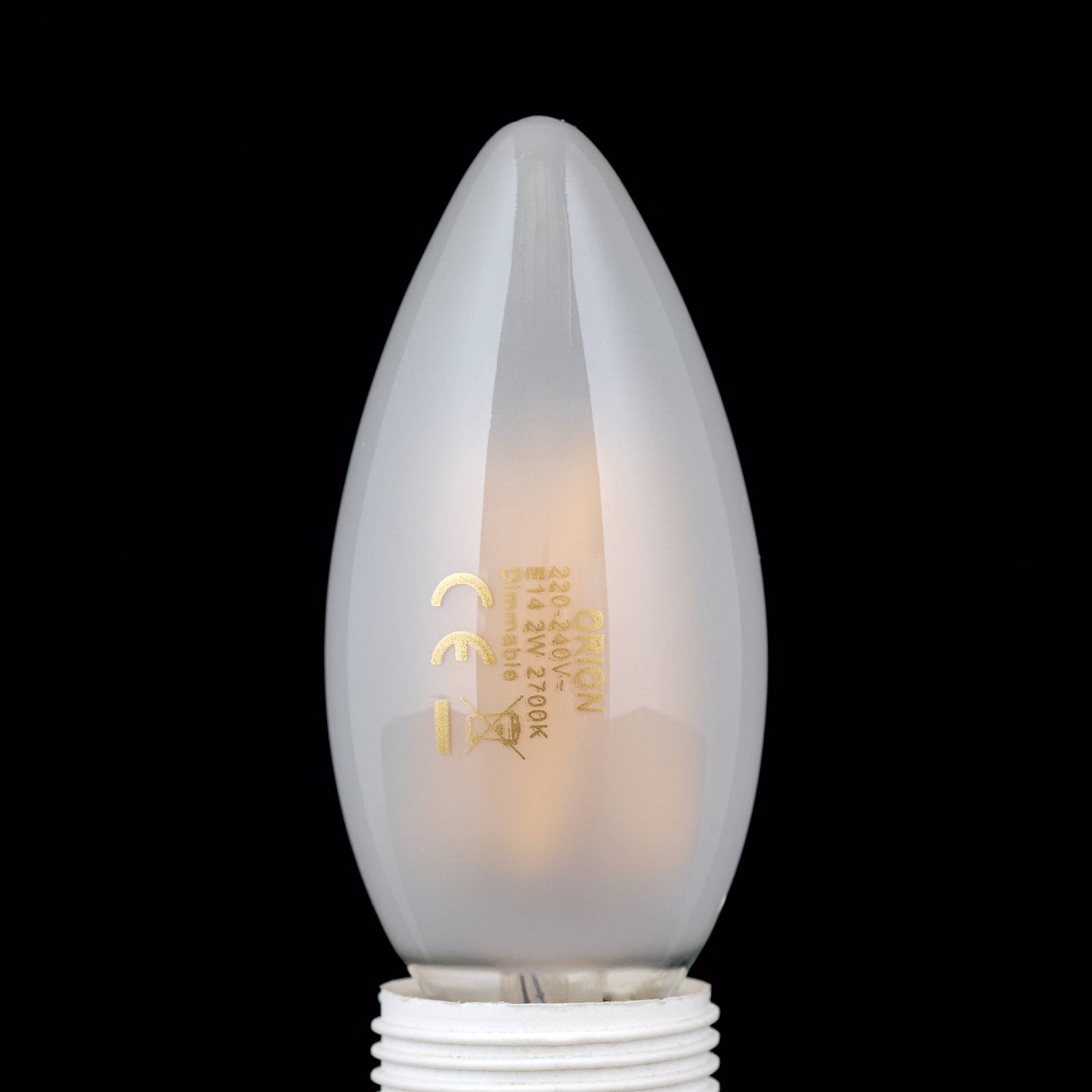 E-shop LED žiarovka E14 C35, matná, 2W, 2 700 K, 180 lm, stmievateľná