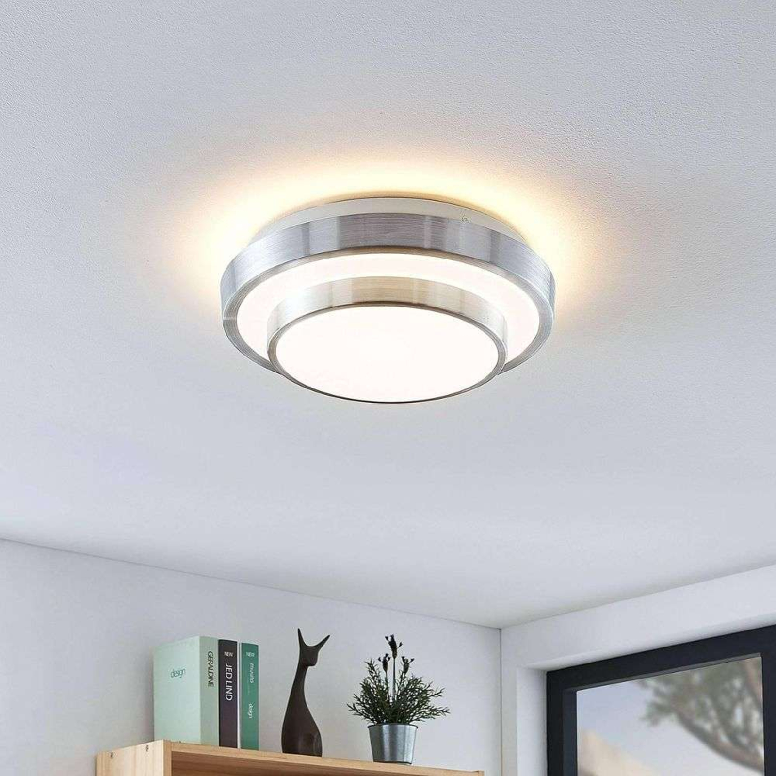 Naima  LED Deckenleuchte Round Ø29,5 White/Alu - Lindby