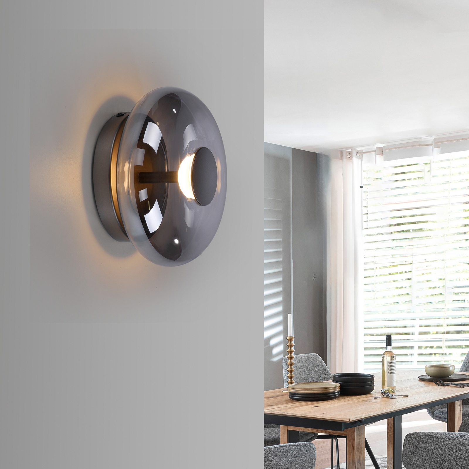 SCHÖNER WOHNEN plafoniera LED Posh, vetro fumé, 3.000 K SCHÖNER WOHNEN plafoniera LED Posh, vetro fumé, 3.000 K