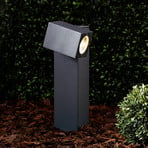 Lucande LED pedestal light Lorik, 30 cm, anthracite, aluminium